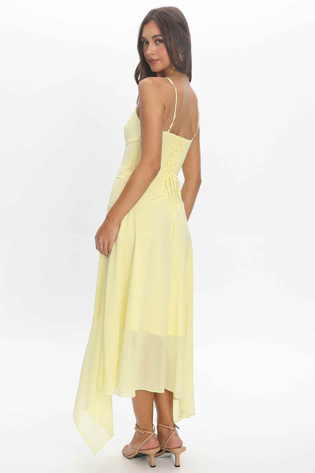 Formentera Asymmetric Midi Dress Baby Yellow