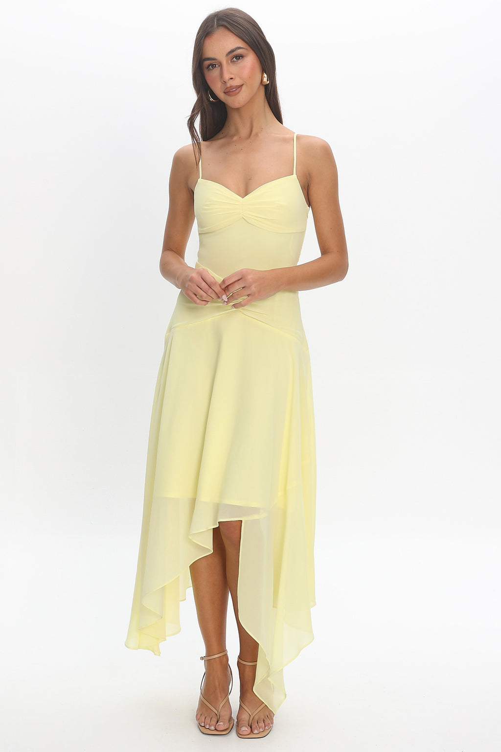 Formentera Asymmetric Midi Dress Baby Yellow