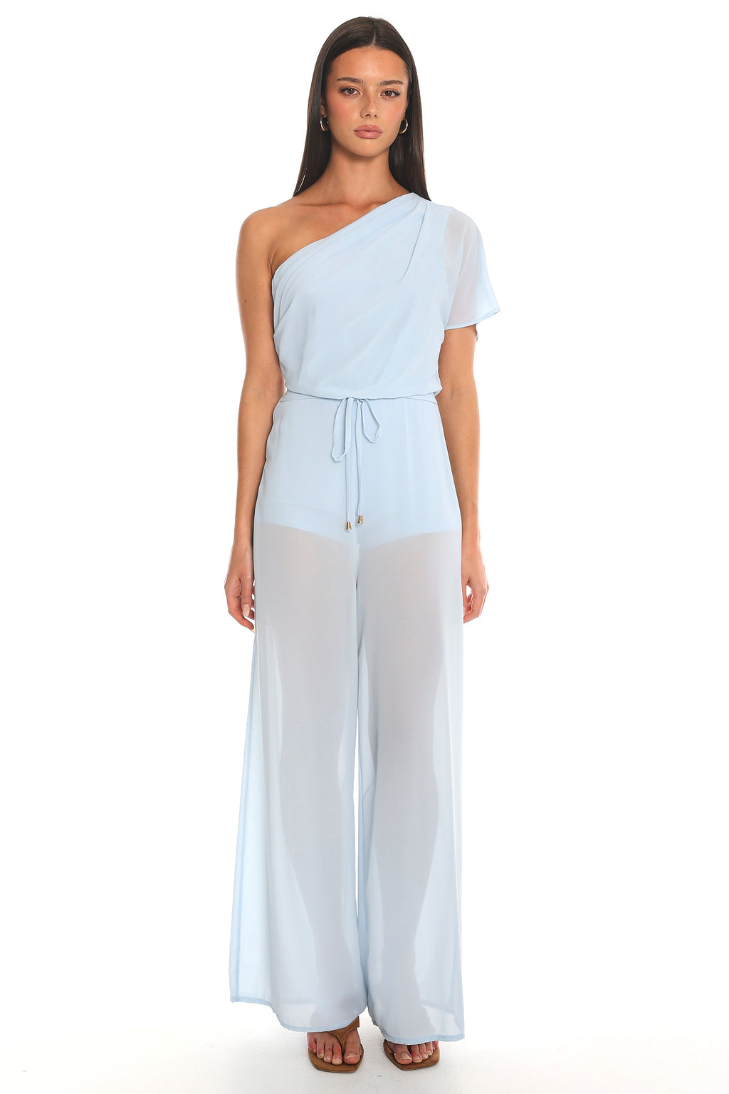 Challenger One-Shoulder Jumpsuit Baby Blue