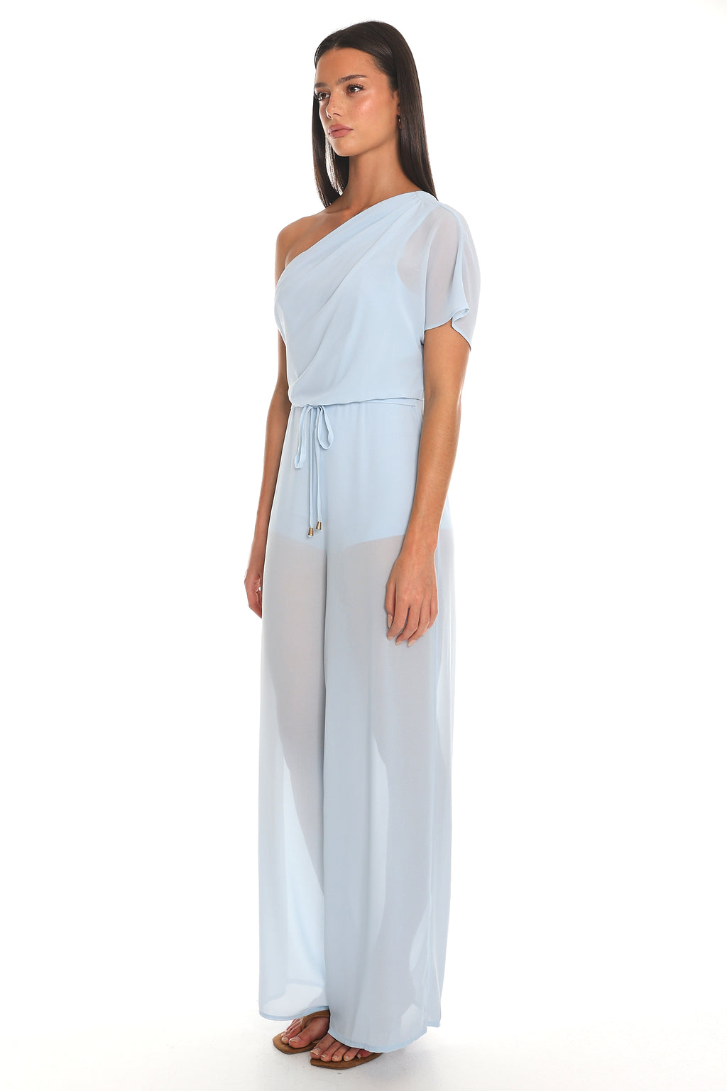 Challenger One-Shoulder Jumpsuit Baby Blue