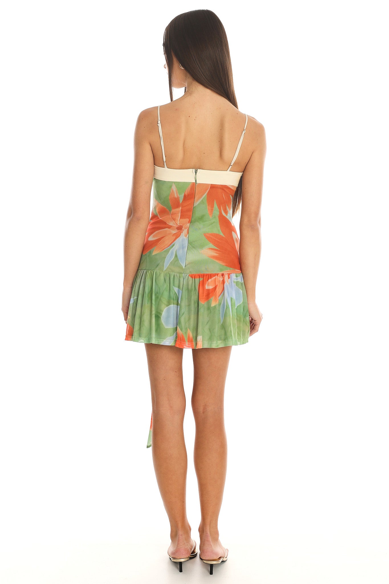 Tropic Fever Wrap-Tie Mesh Mini Dress Orange