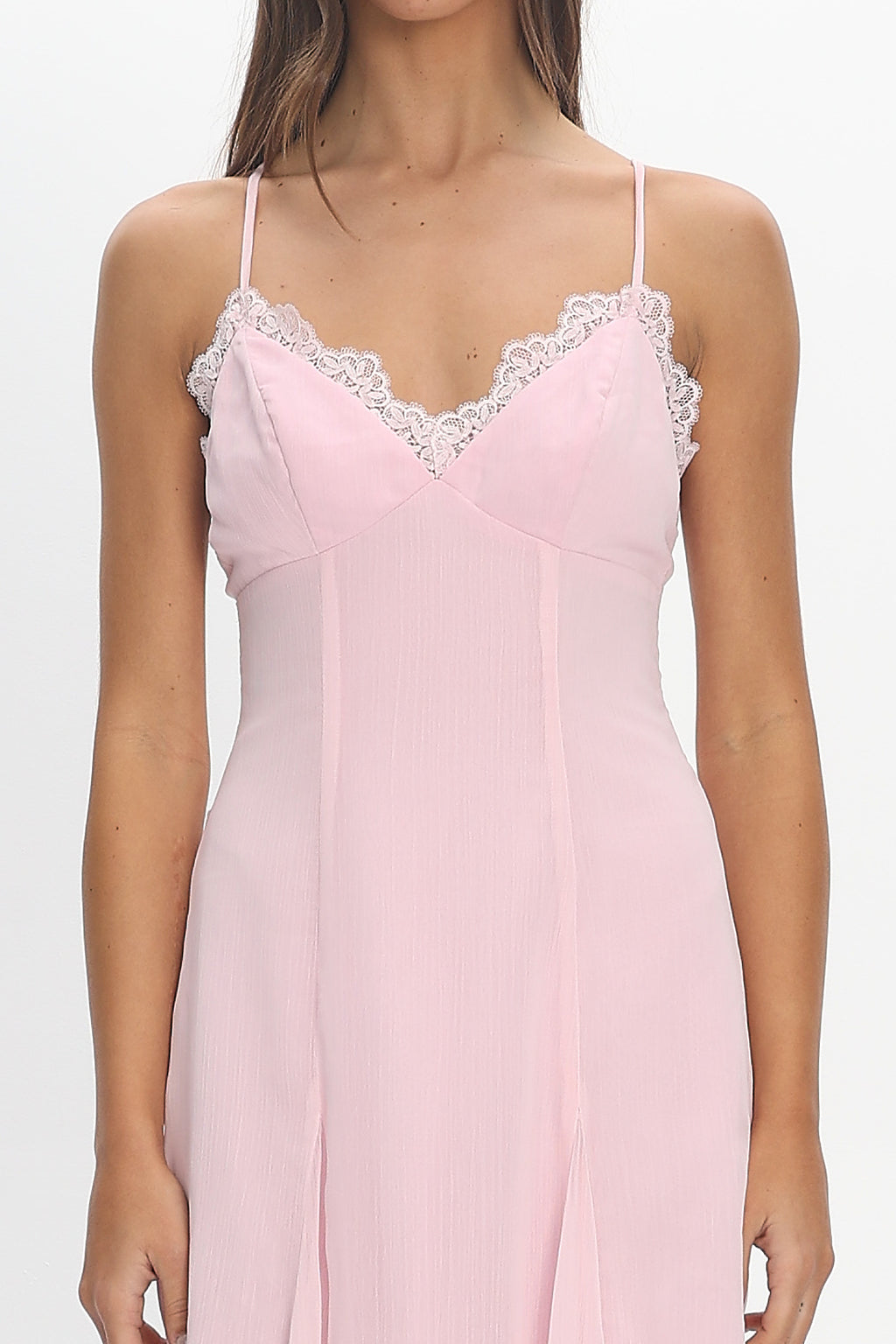 Edessa Lace-Trim Maxi Dress Blush
