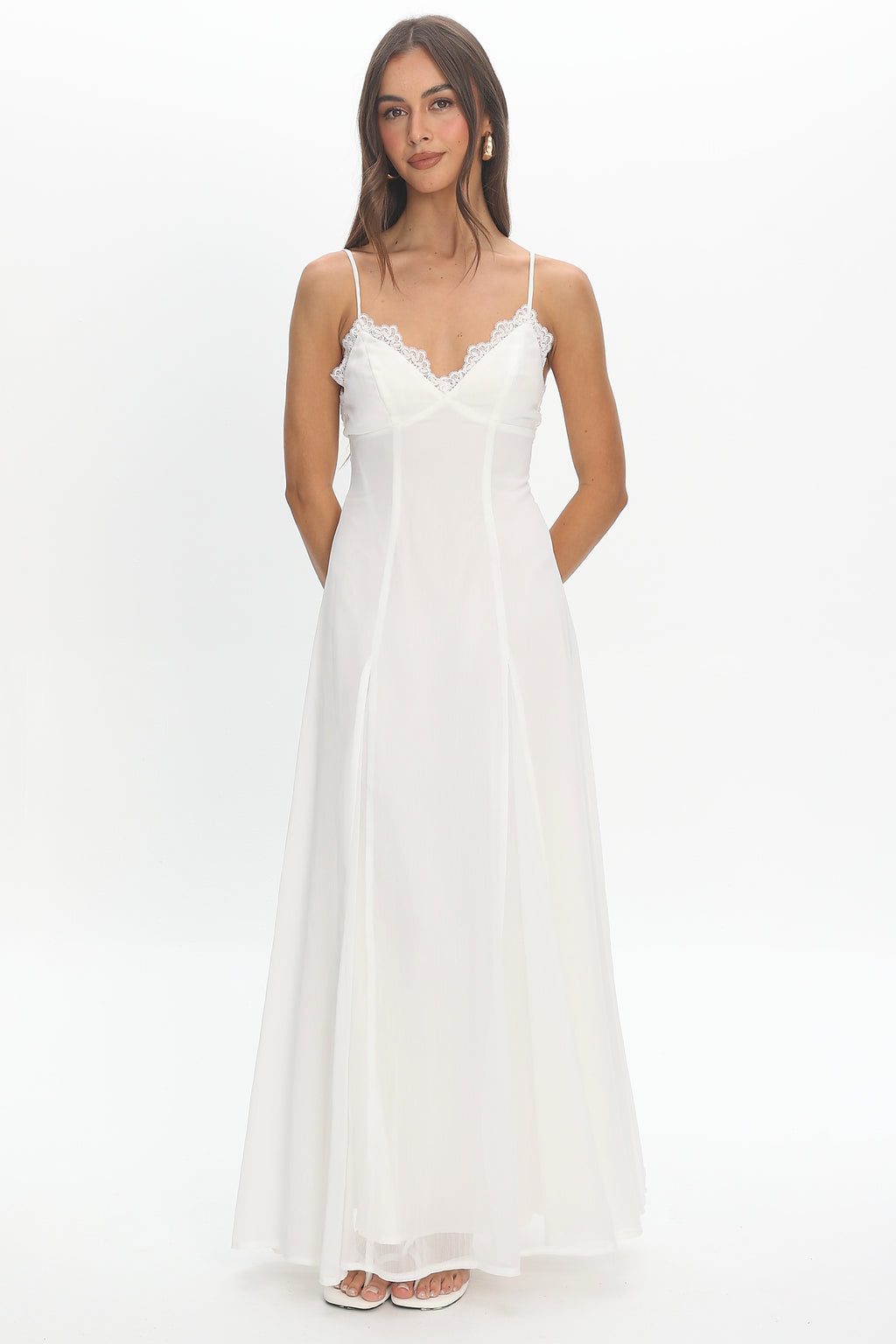 Ramone Lace Trim Maxi Dress Blush