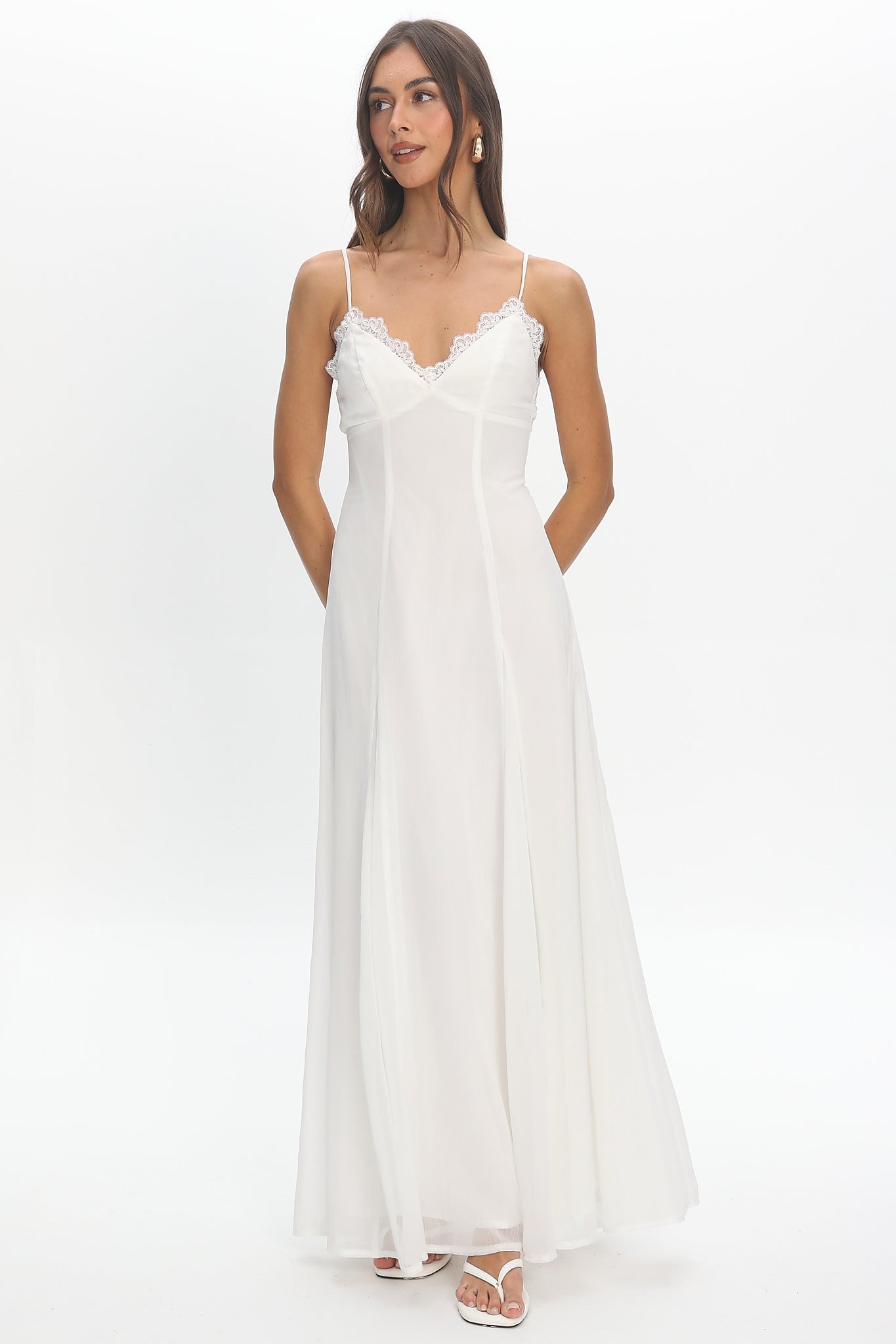 Ramone Lace Trim Maxi Dress Blush