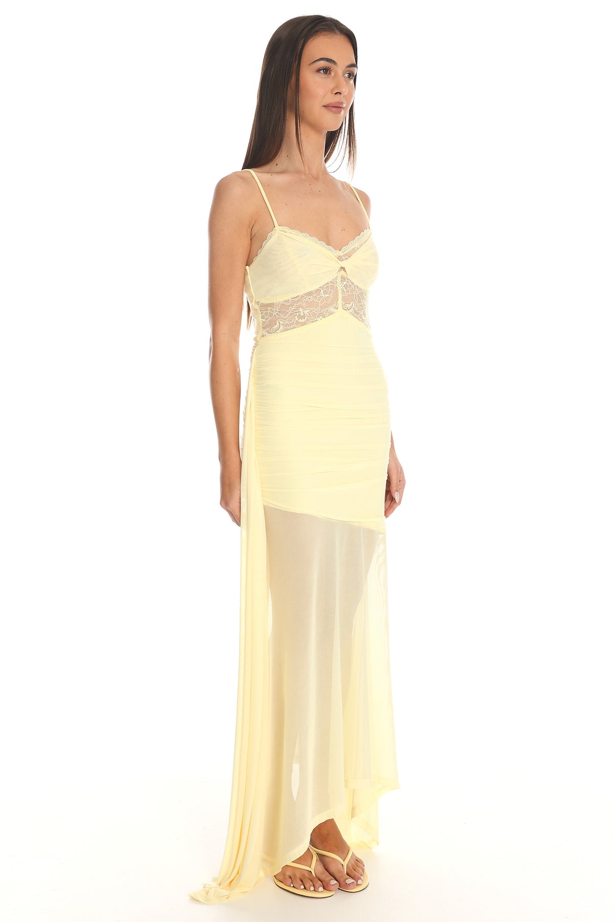 Perseids Lace Mermaid Maxi Dress Baby Yellow