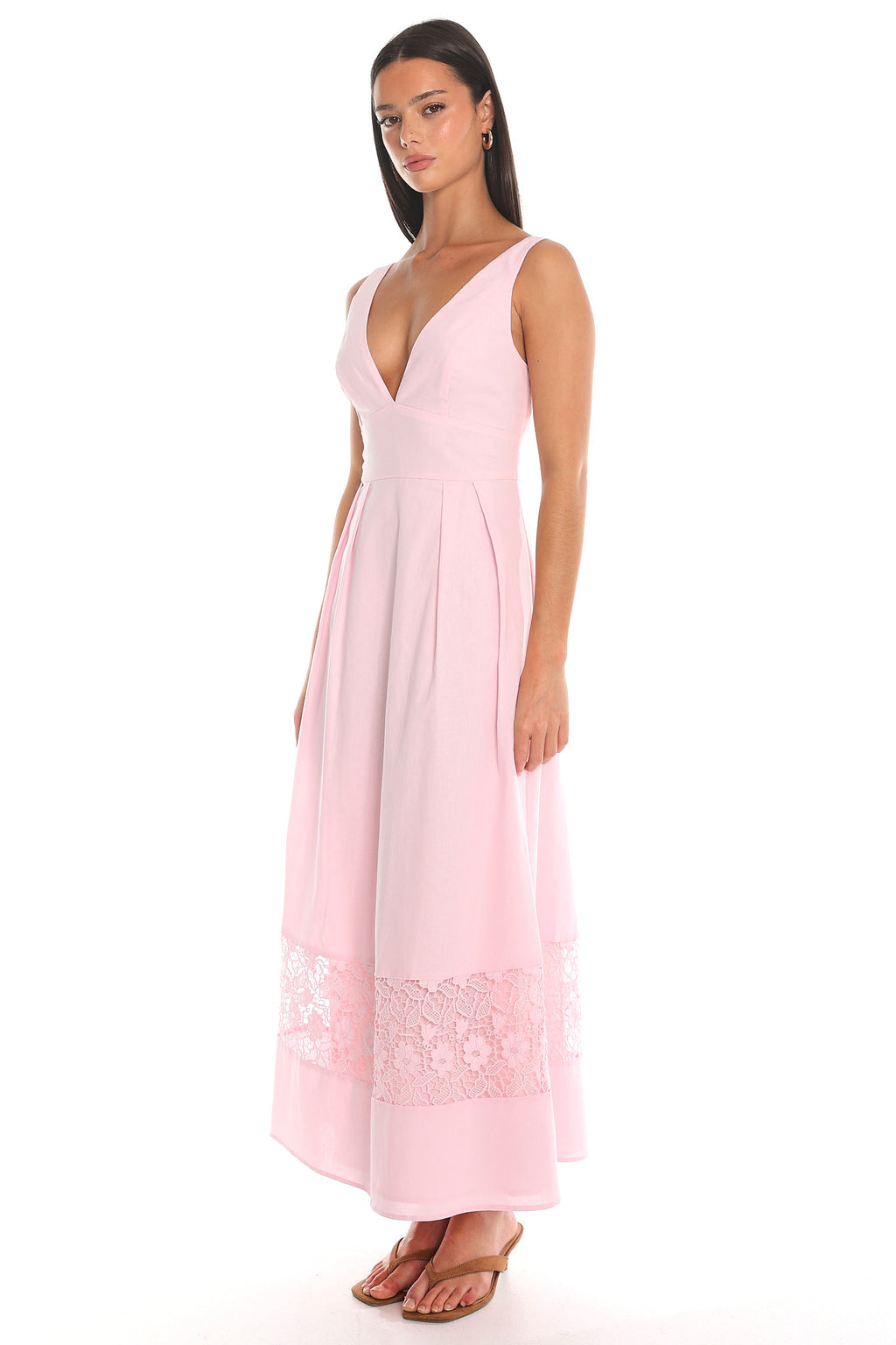 Carmellis Lace-Hem Maxi Dress Pink