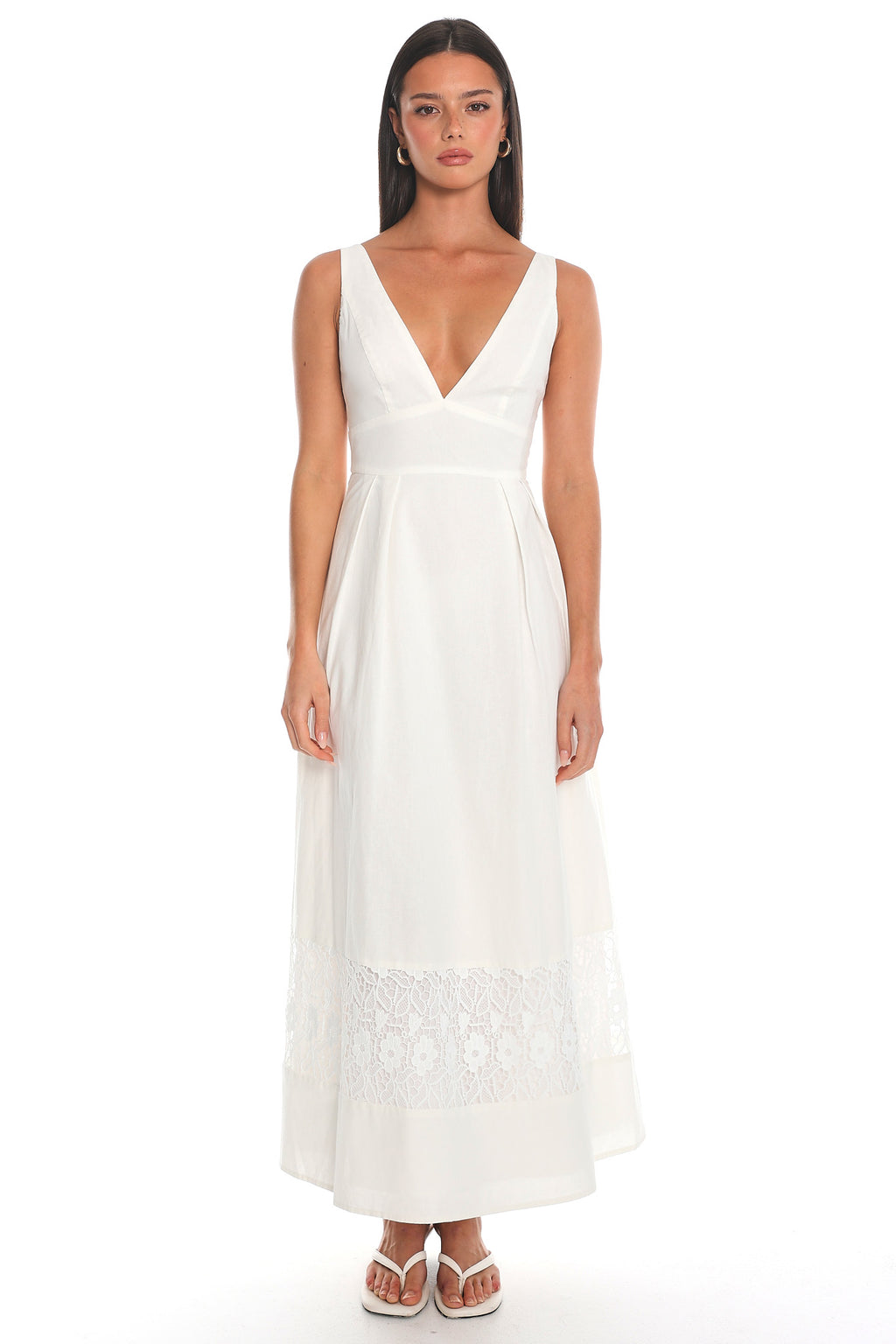 Carmellis Lace-Hem Maxi Dress White