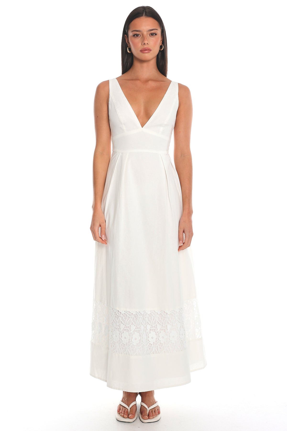 Carmellis Lace-Hem Maxi Dress White