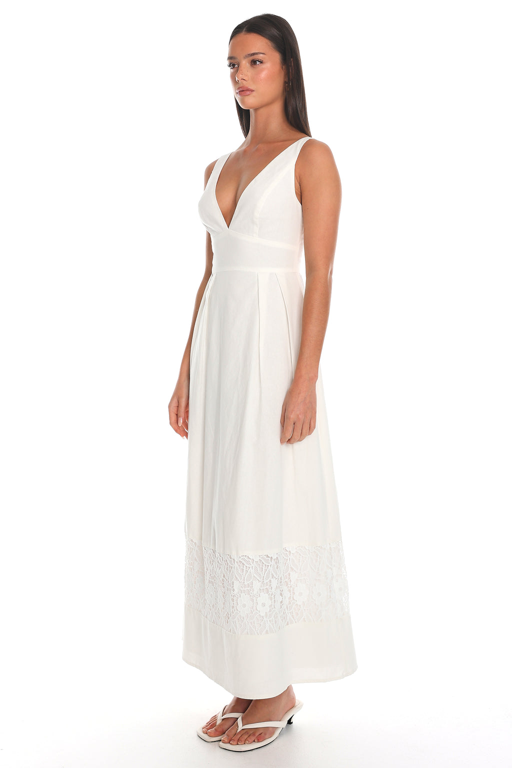 Carmellis Lace-Hem Maxi Dress White