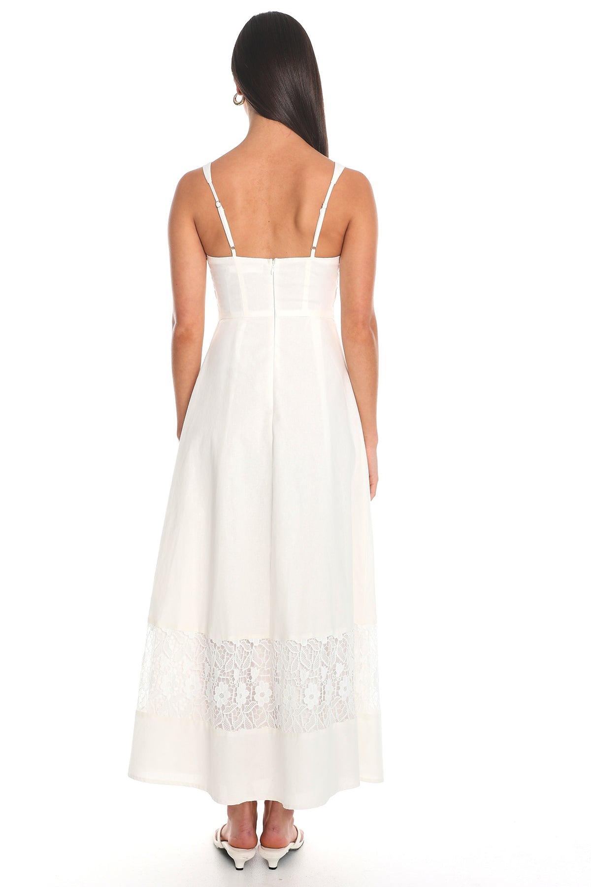 Carmellis Lace-Hem Maxi Dress White