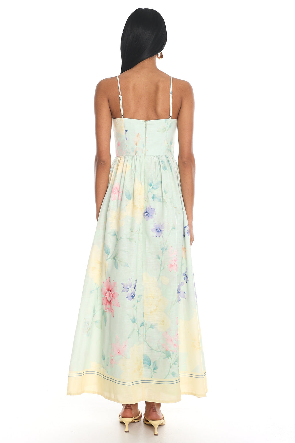 Lucelia Corset Floral Maxi Dress Sage
