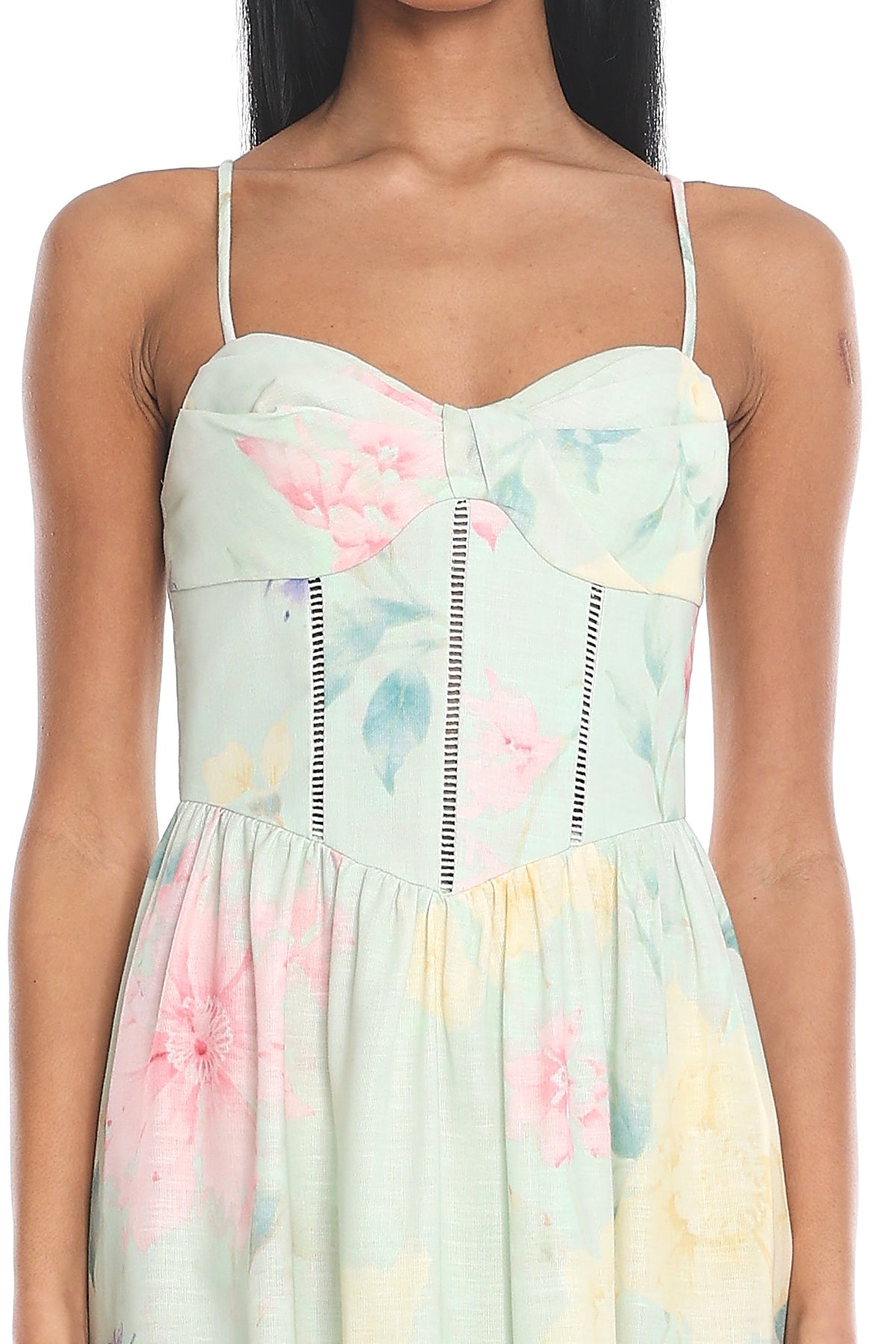Lucelia Corset Floral Maxi Dress Sage