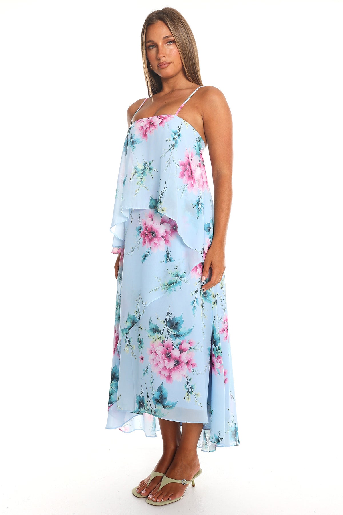 Carlicia Tiered Overlay Maxi Dress Blue