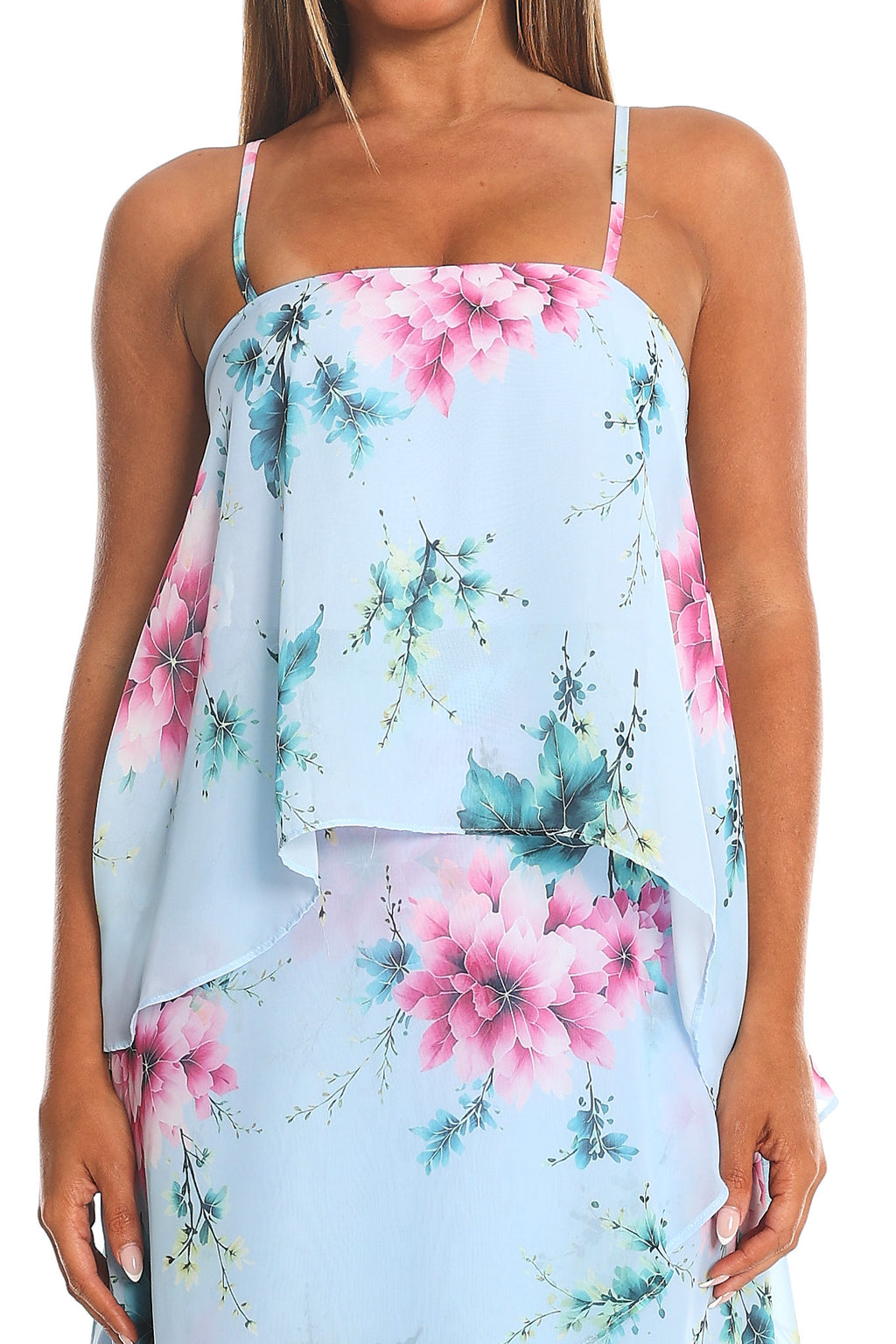 Carlicia Tiered Overlay Maxi Dress Blue