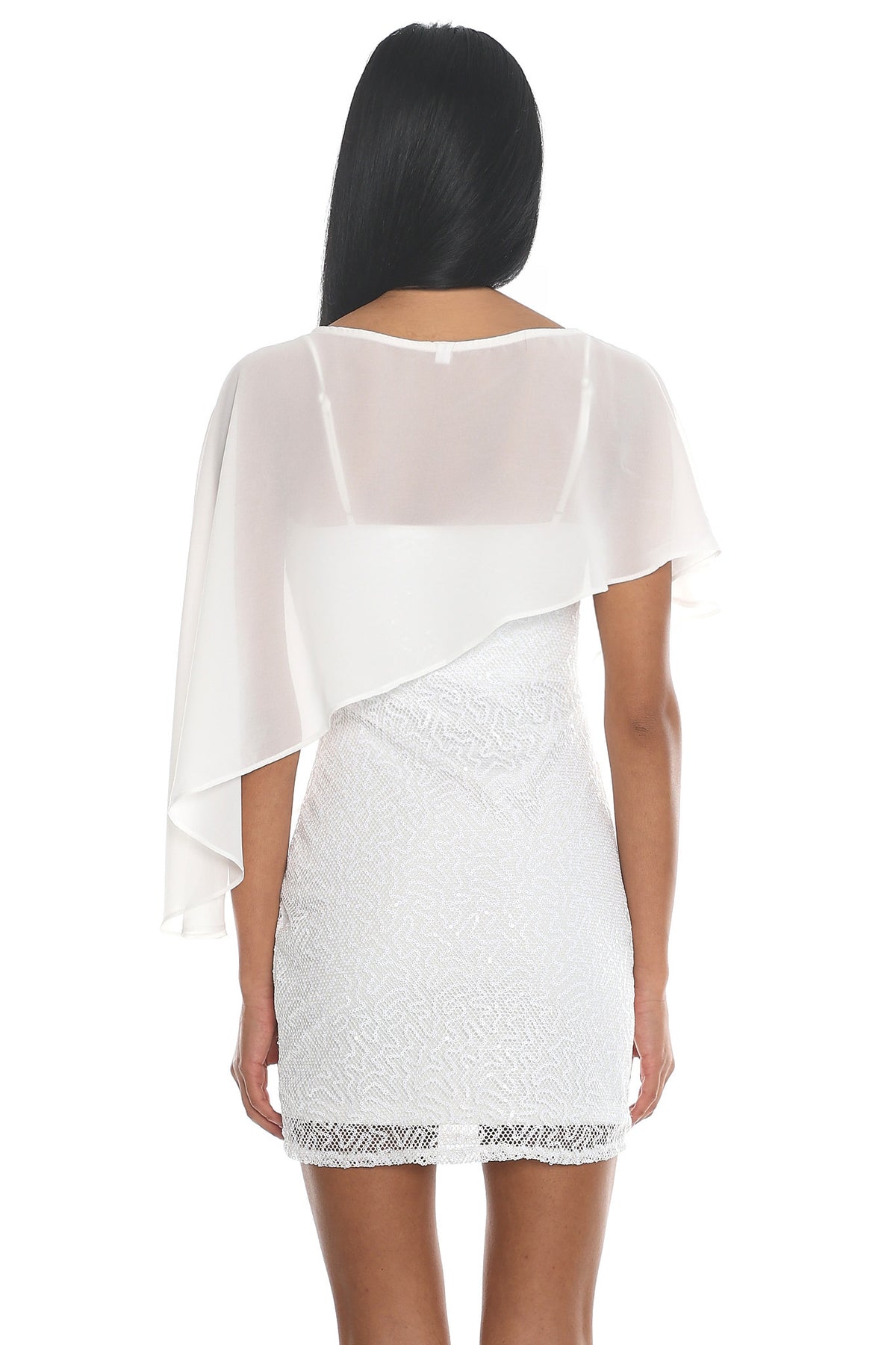 Nioma Sequin Cape Mini Dress White