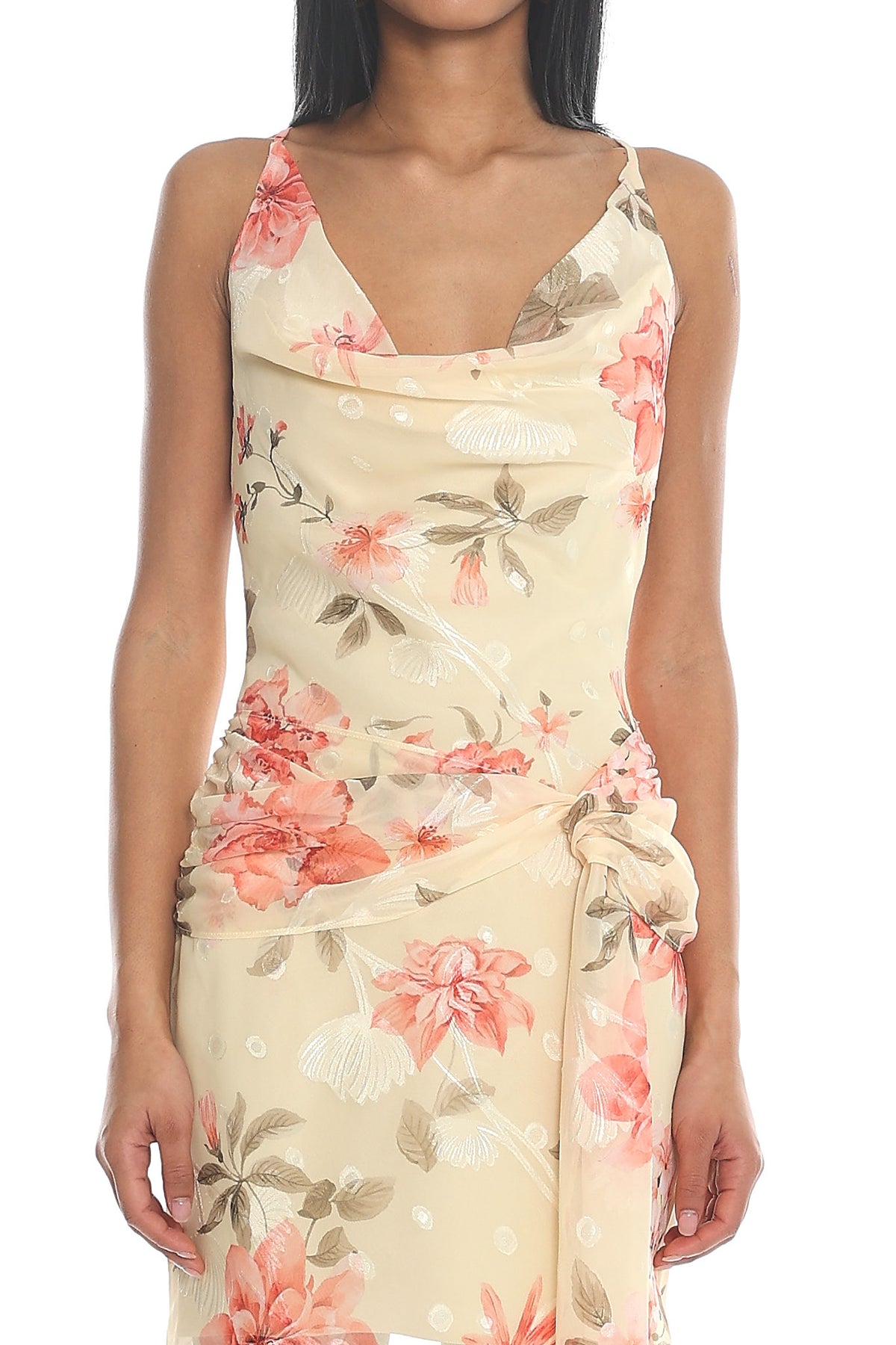 Naia Cowl Neck Mini Dress Yellow