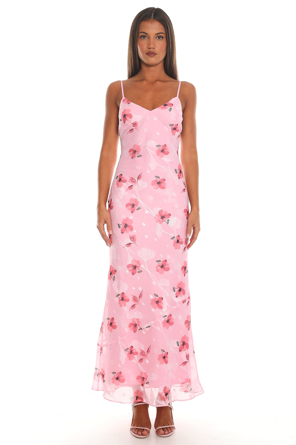 Carina Floral Slip Maxi Dress Pink