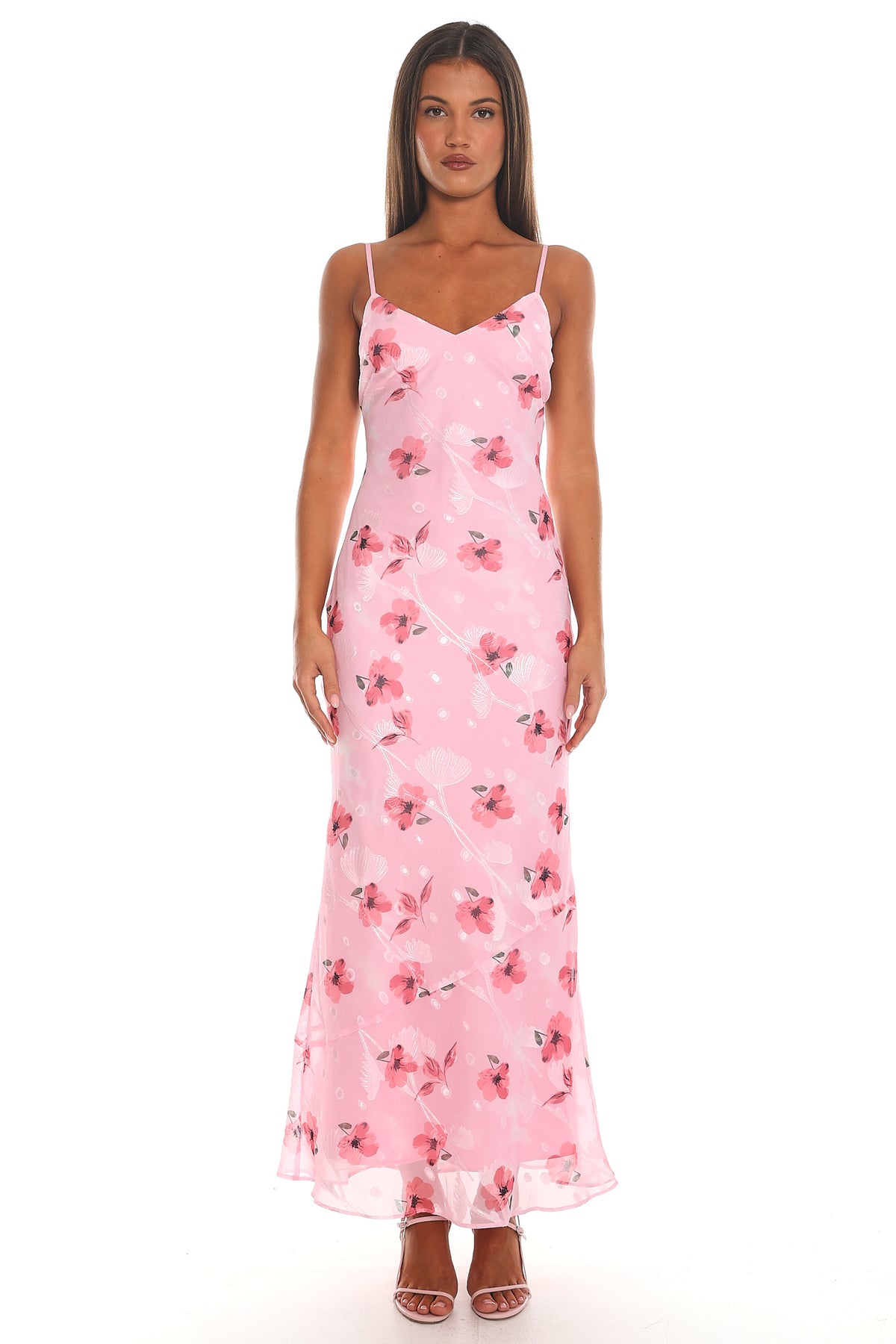 Carina Floral Slip Maxi Dress Pink