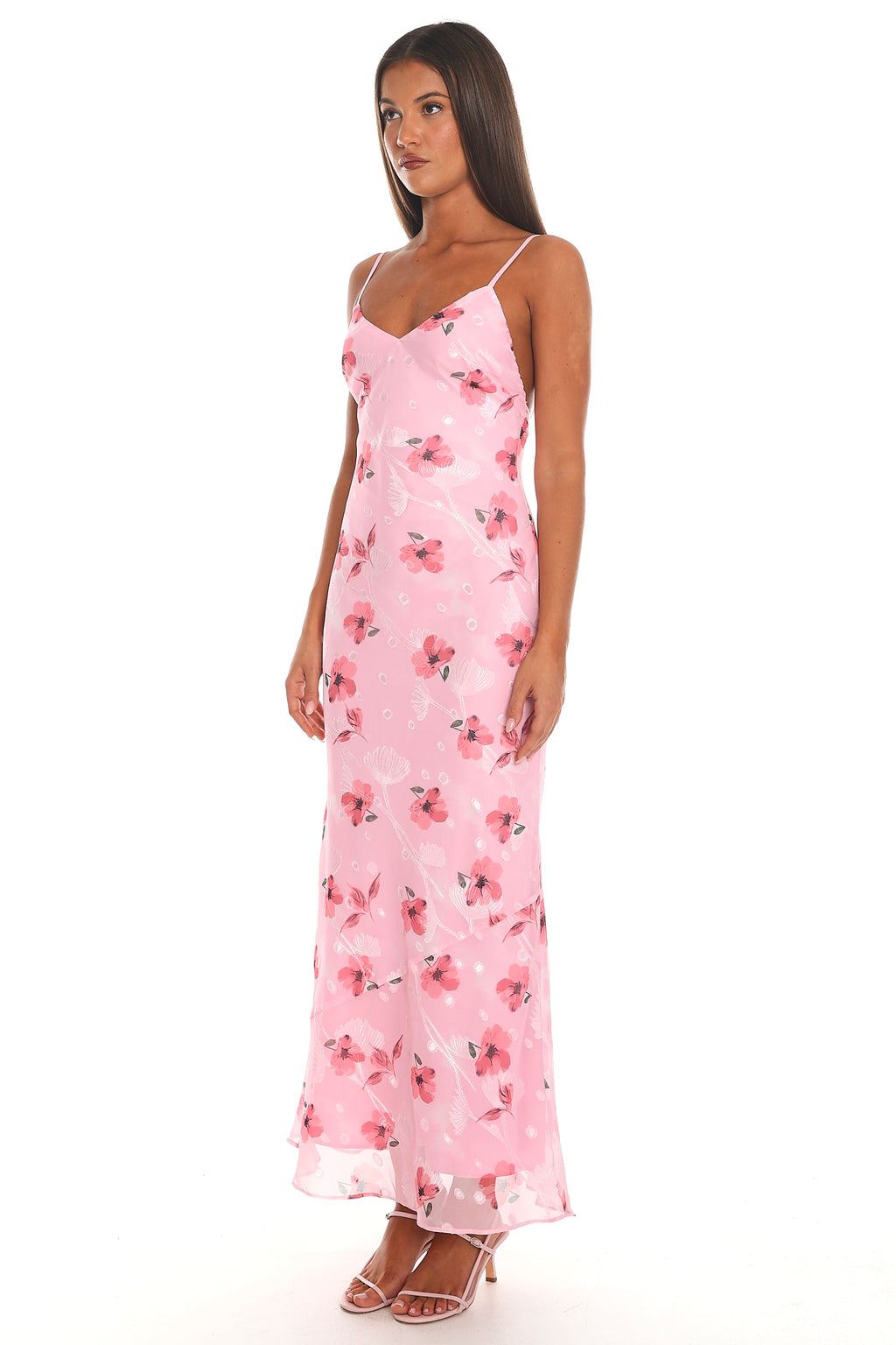 Carina Floral Slip Maxi Dress Pink