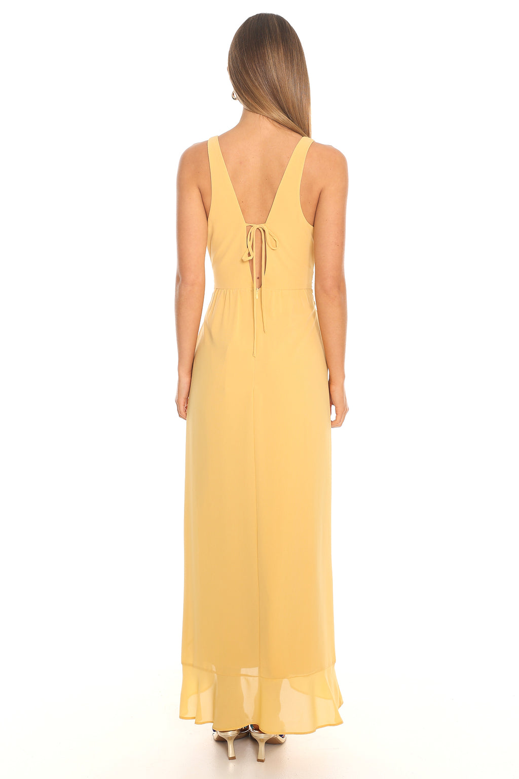 Escallite Wrap Waist Maxi Dress Yellow