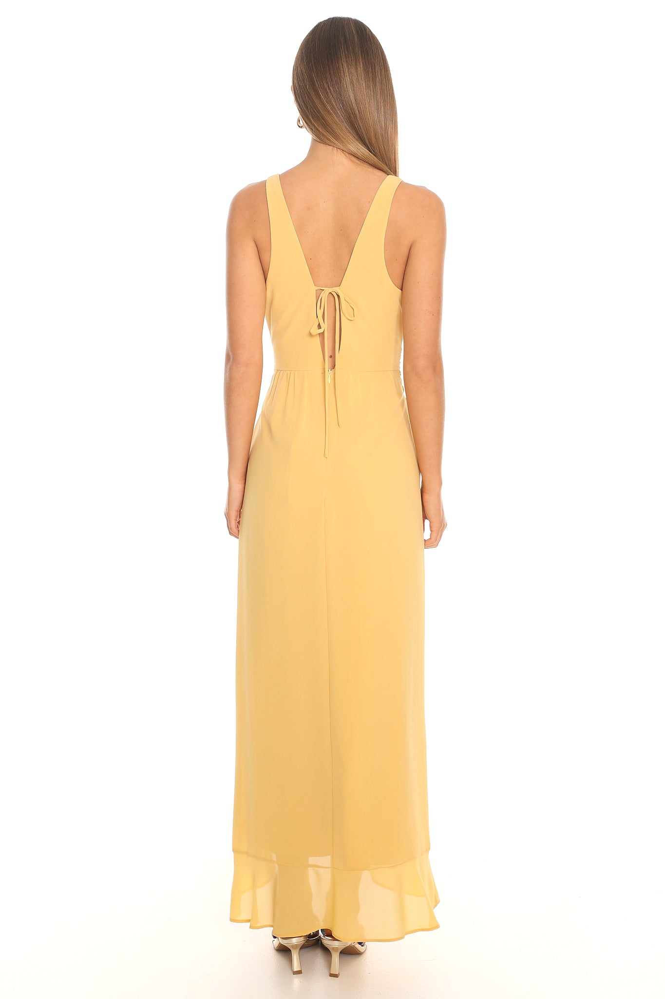 Escallite Wrap Waist Maxi Dress Yellow