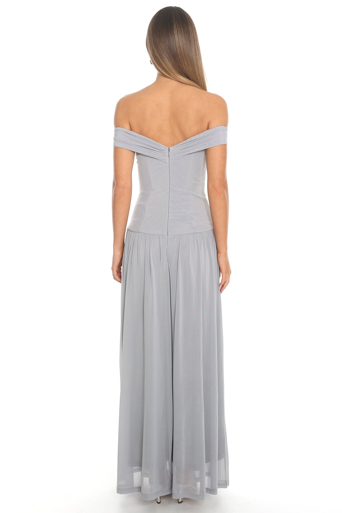 Peridot Off-Shoulder Maxi Dress Grey