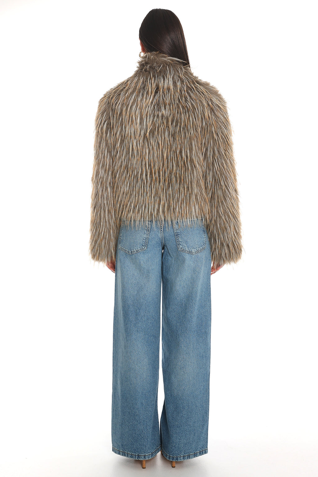 Wild Rumour Faux Fur Cropped Jacket Olive