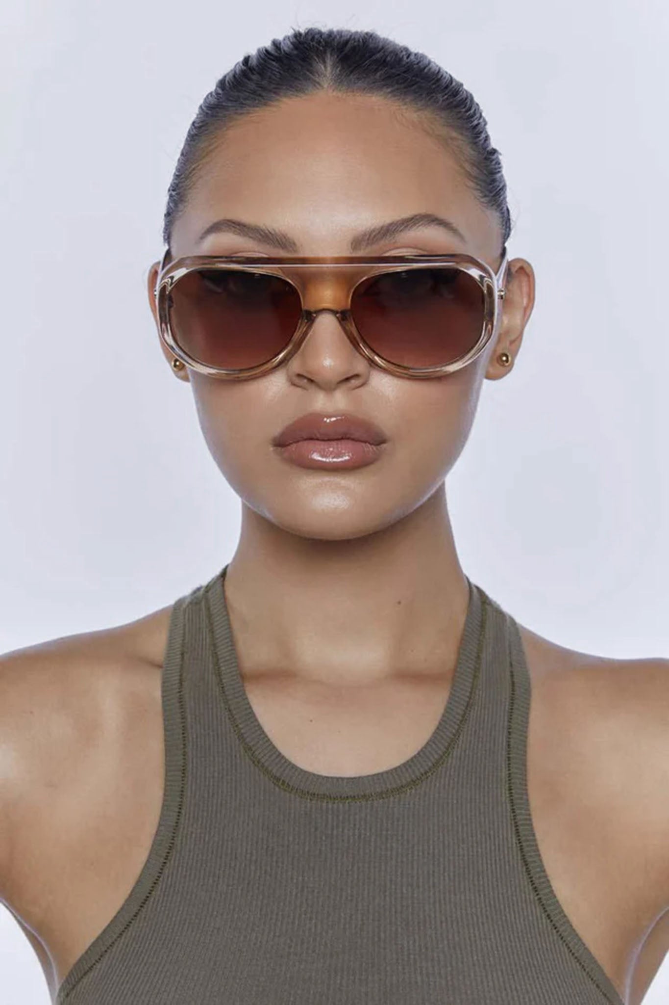 Peta And Jain Freja Sunglasses Crystal Tan by Selfie Leslie Australia