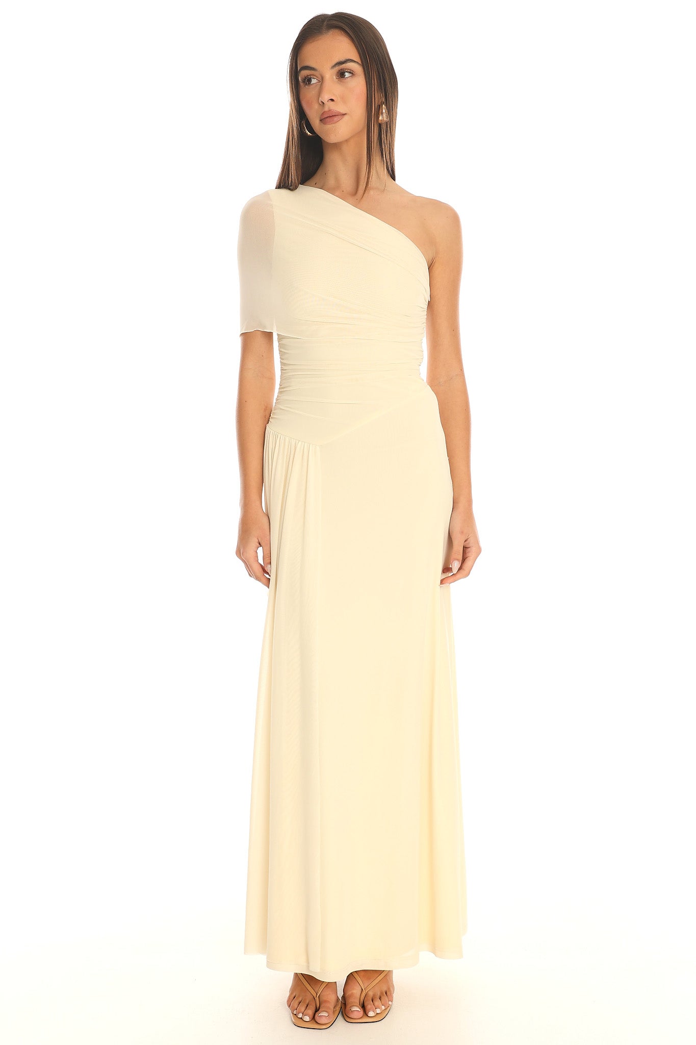 Tropical Bliss One-Shoulder Maxi Dress Butter