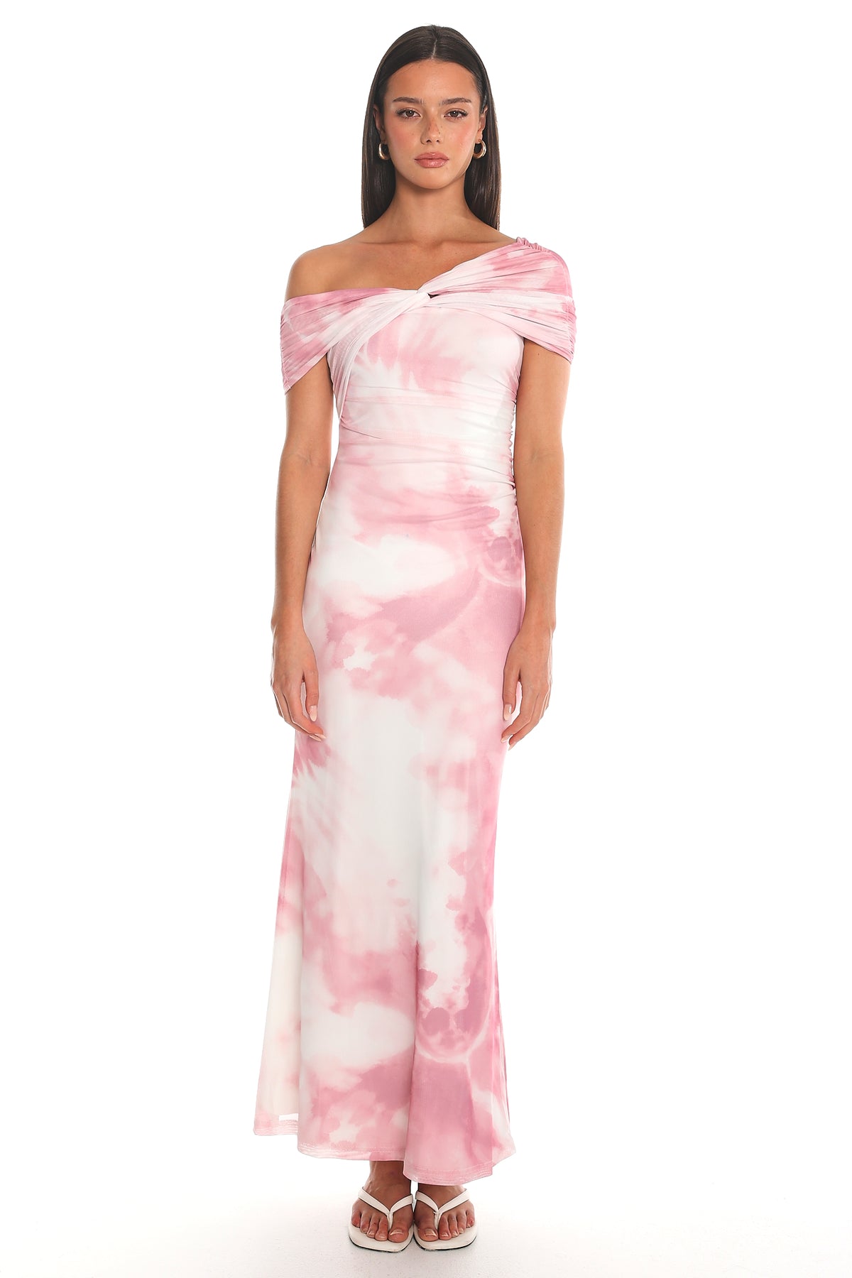 Blushing Horizons Tie-Dye Maxi Dress Pink