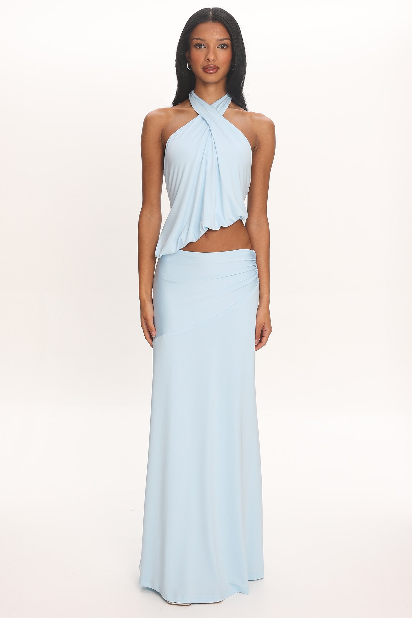 Midnight Monsoon Maxi Skirt Baby Blue