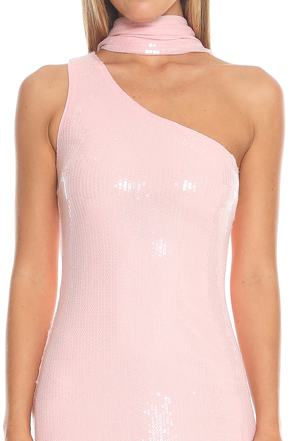 Hollywood Hills Sequin One Shoulder Maxi Dress Pink