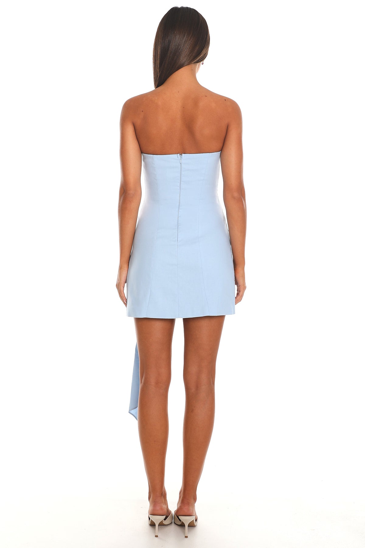 Briellis Strapless Tie Mini Dress Light Blue