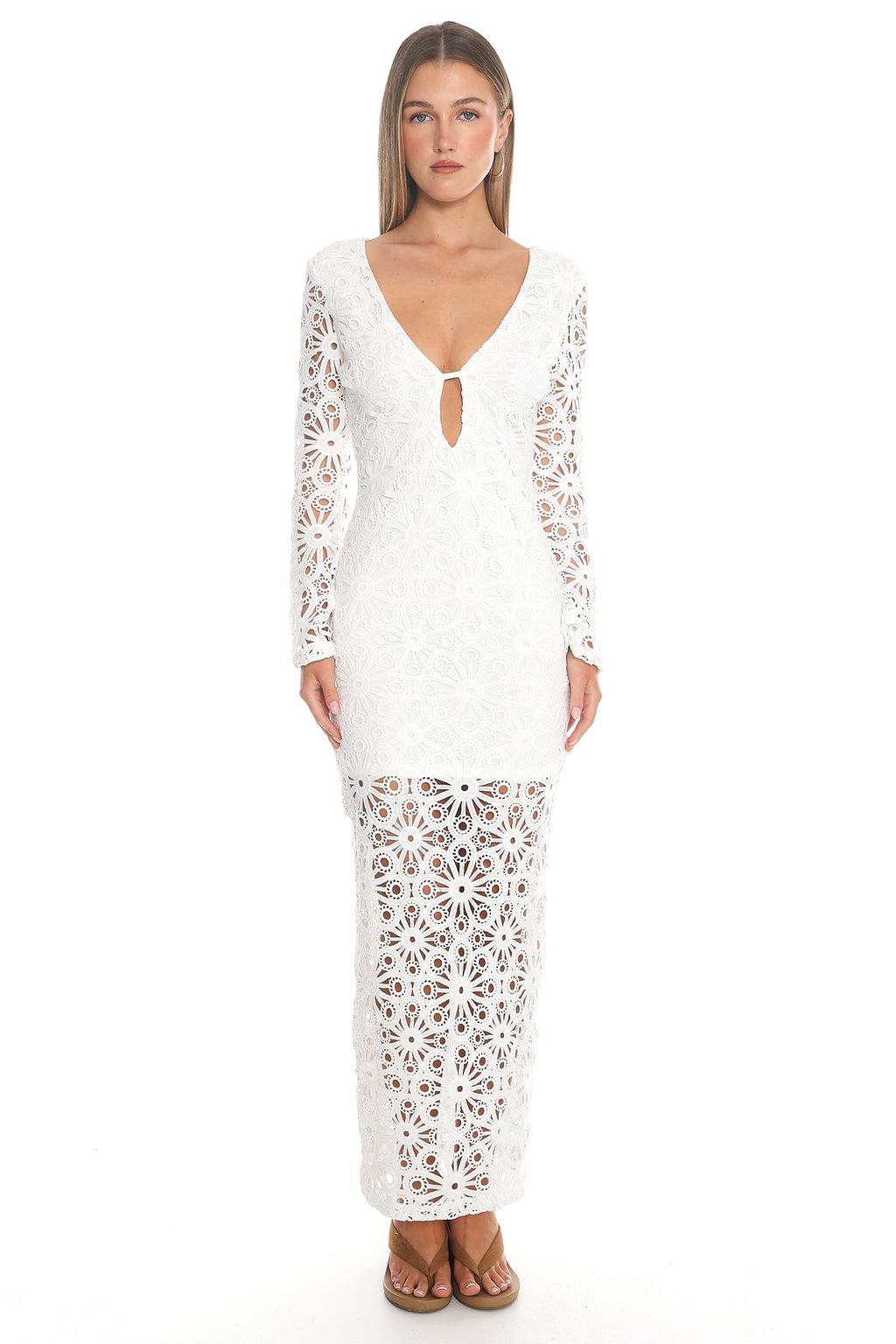 Vesper Crochet Lace Maxi Dress White