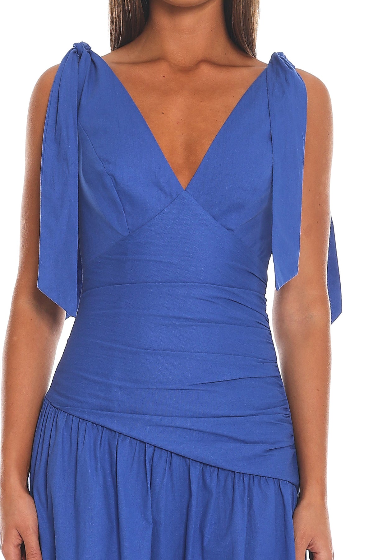 Jawbreaker Tie Shoulder Maxi Dress Electric Blue