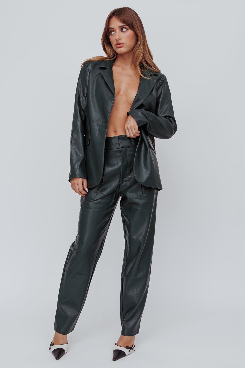 Left On Read Faux Leather Jacket Hunter Green by Selfie Leslie Australia