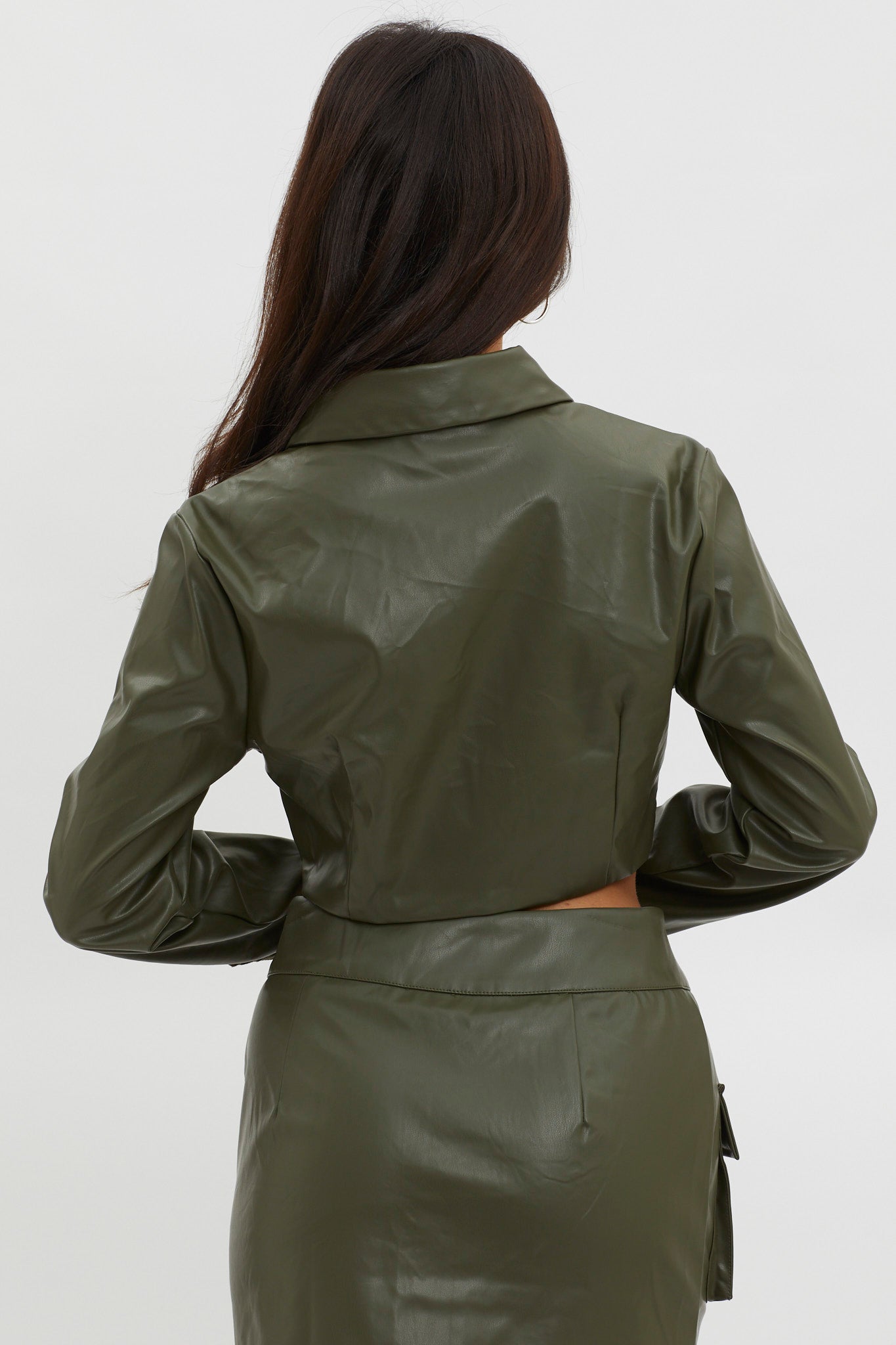 Fallen Angel Faux Leather Crop Top Olive by Selfie Leslie Australia