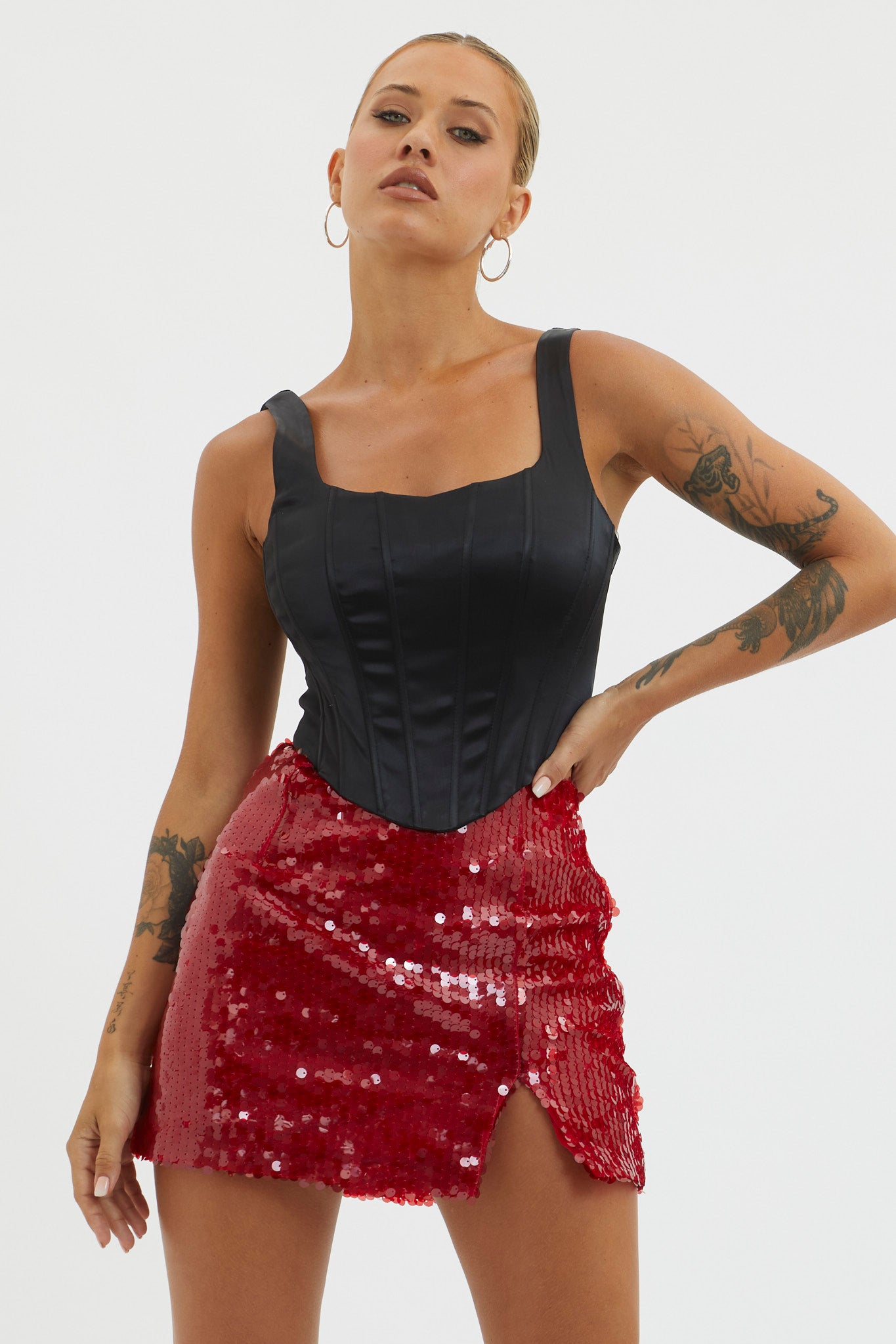 Intentions Sequin Mini Skirt Red by Selfie Leslie Australia