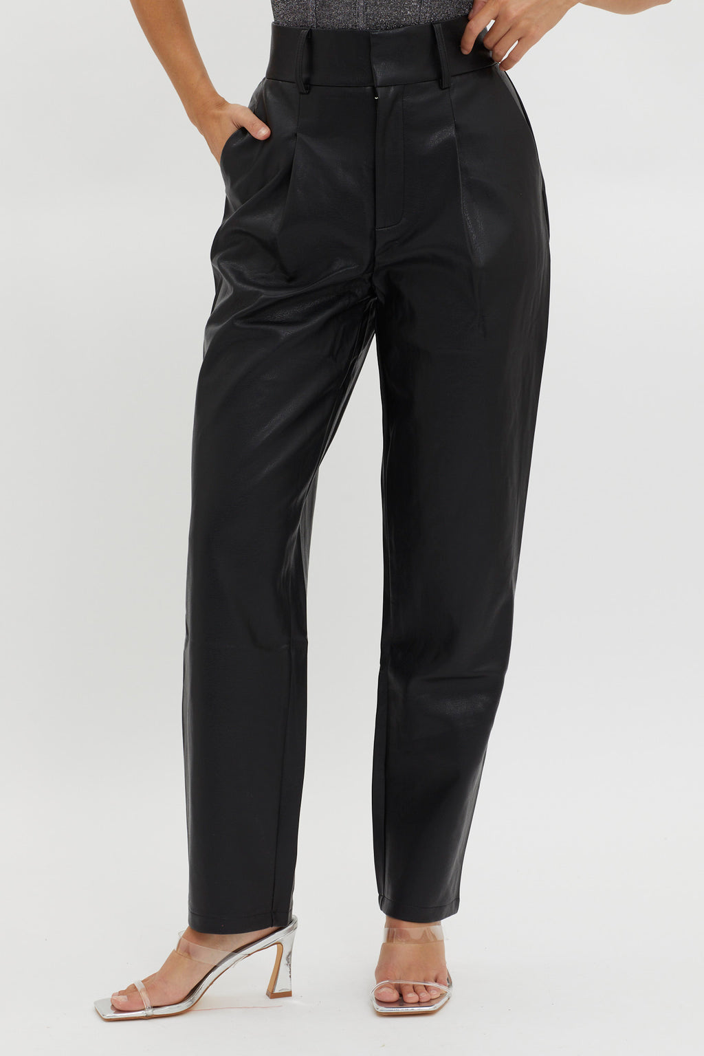 In Theory Faux Leather Pants Black by Selfie Leslie Australia