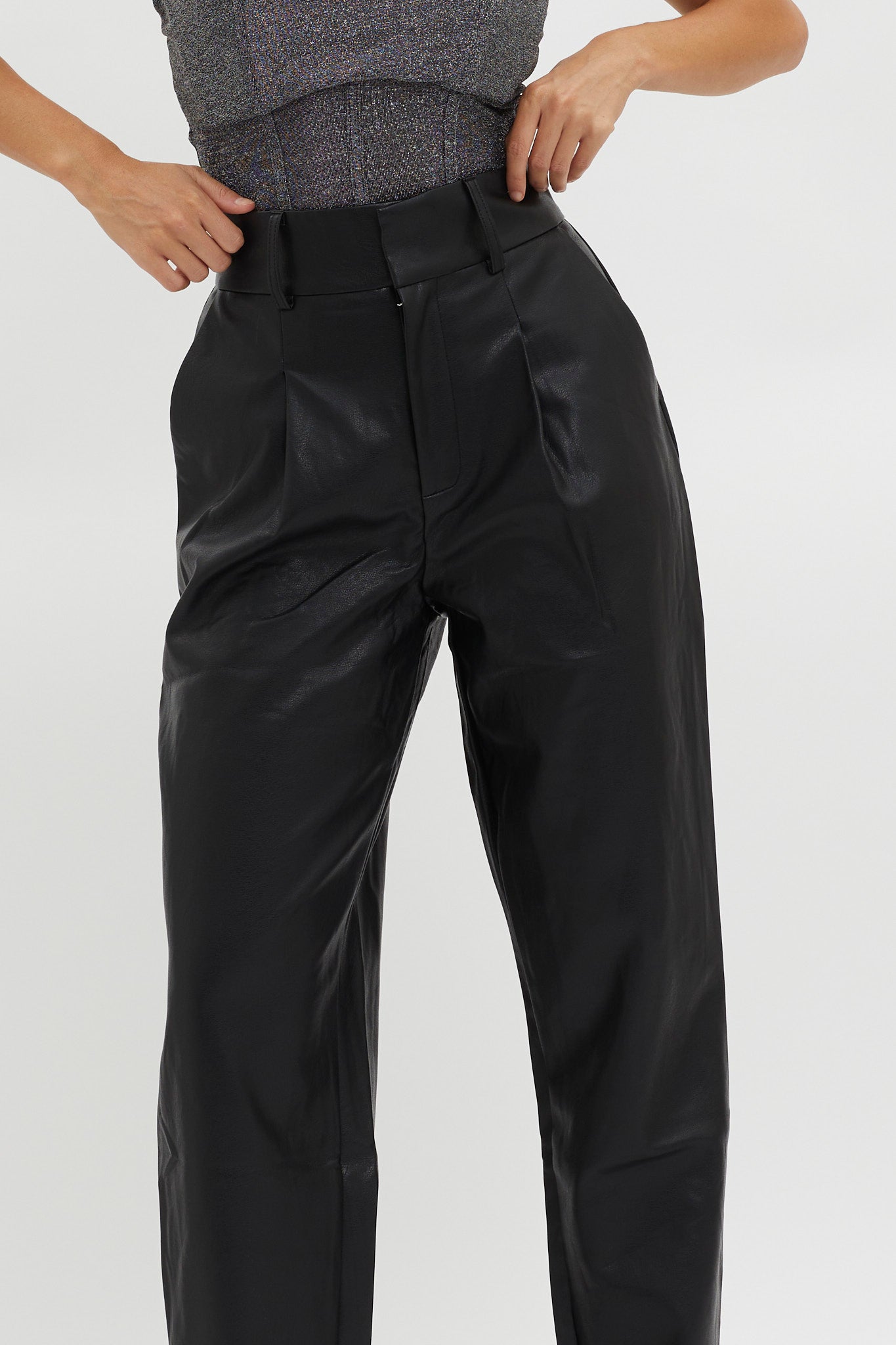 In Theory Faux Leather Pants Black by Selfie Leslie Australia