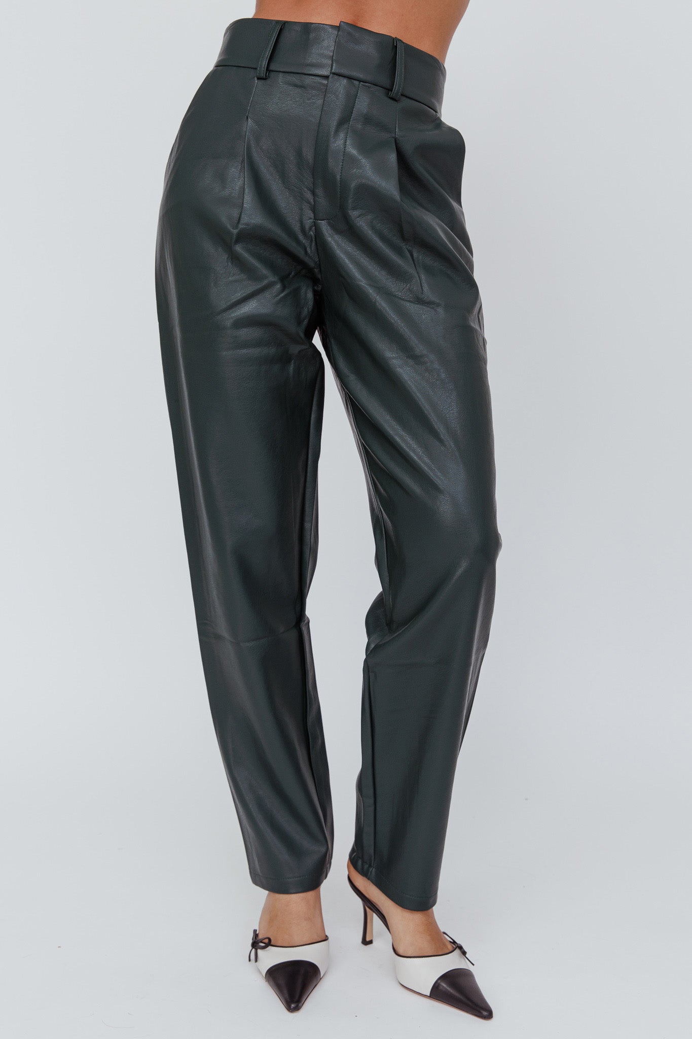 In Theory Faux Leather Pants Hunter Green by Selfie Leslie Australia