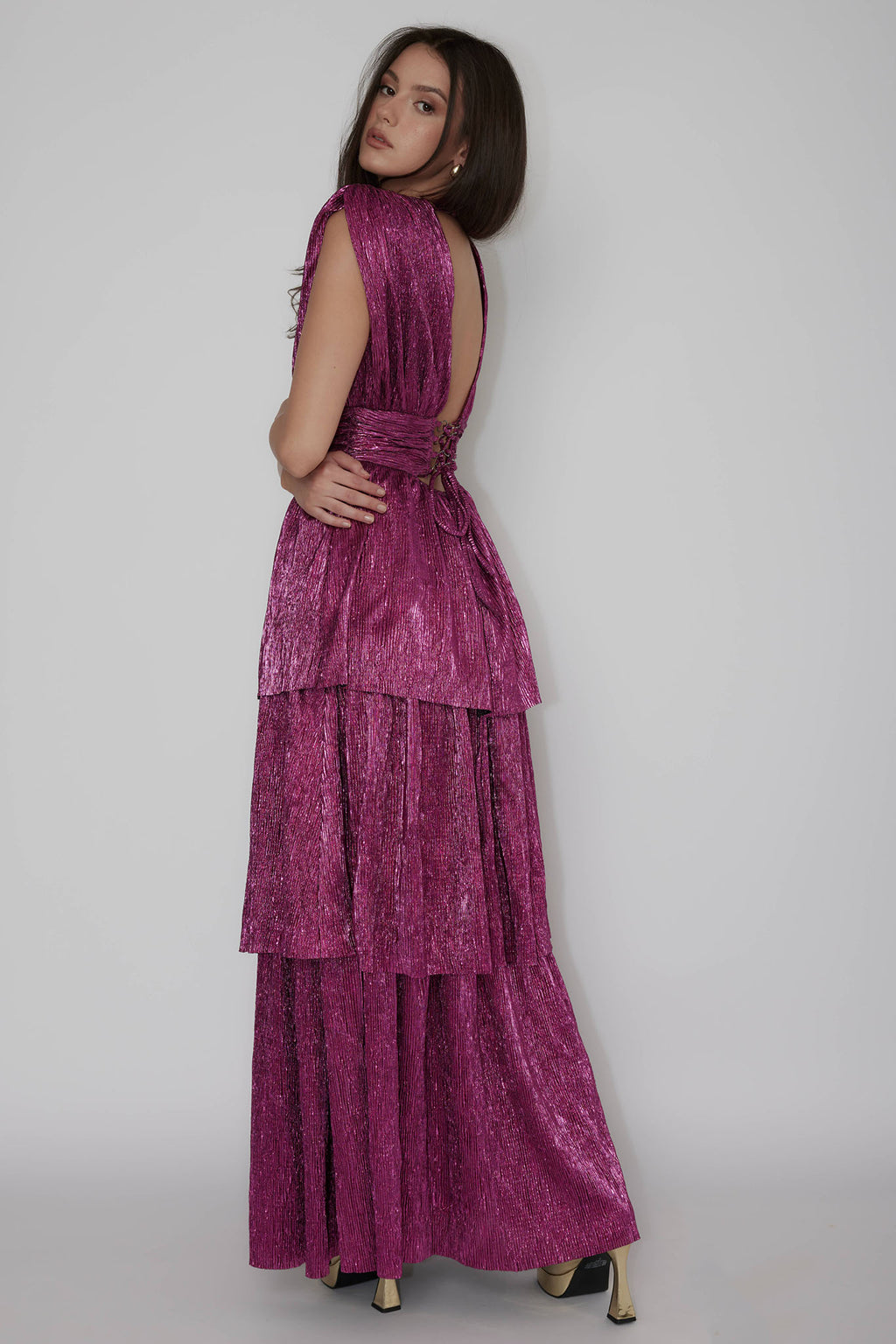 Shimmer Layered Maxi Dress Magenta Haze by Selfie Leslie Australia