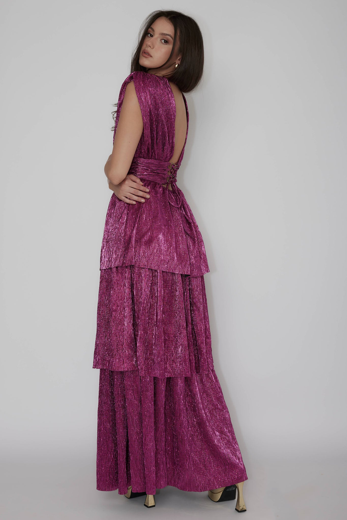 Shimmer Layered Maxi Dress Magenta Haze by Selfie Leslie Australia