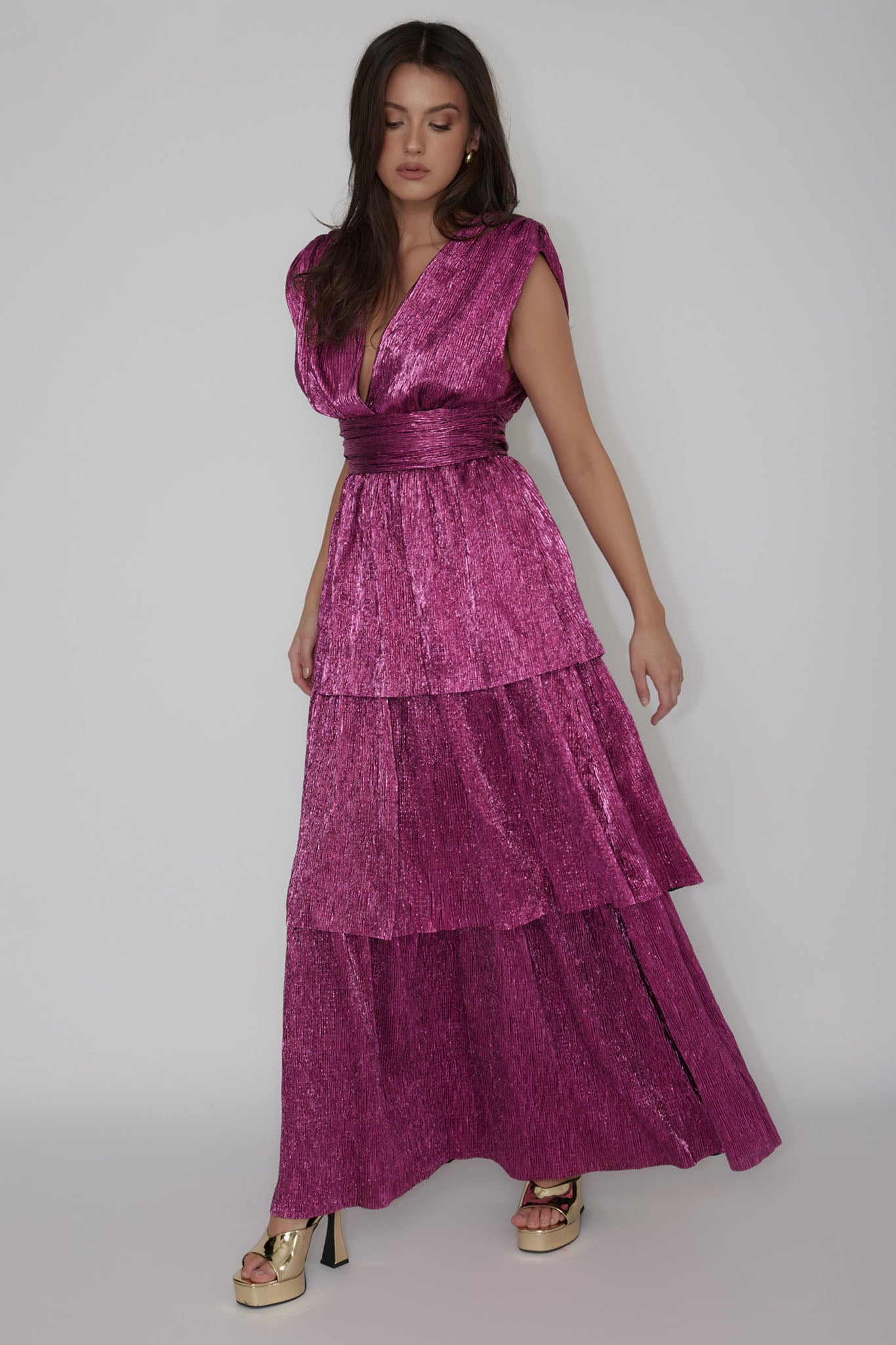 Shimmer Layered Maxi Dress Magenta Haze by Selfie Leslie Australia