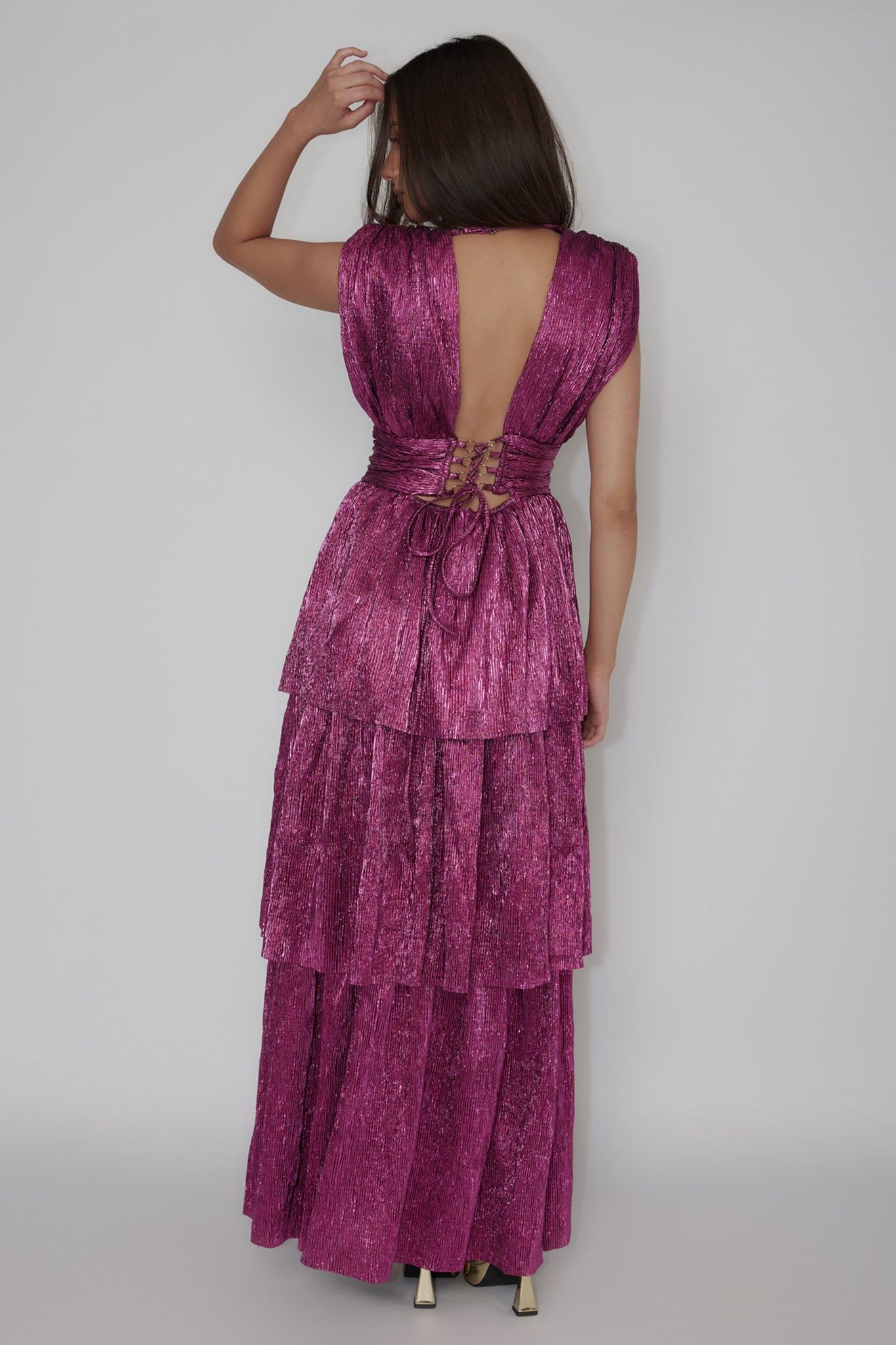 Shimmer Layered Maxi Dress Magenta Haze by Selfie Leslie Australia
