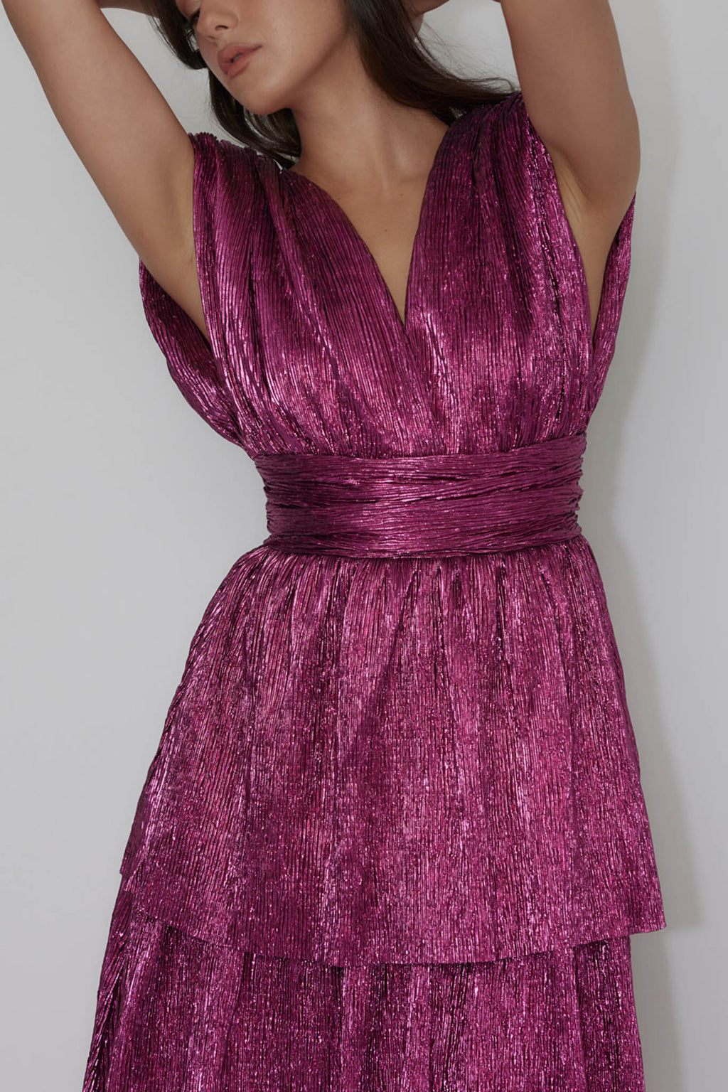 Shimmer Layered Maxi Dress Magenta Haze by Selfie Leslie Australia
