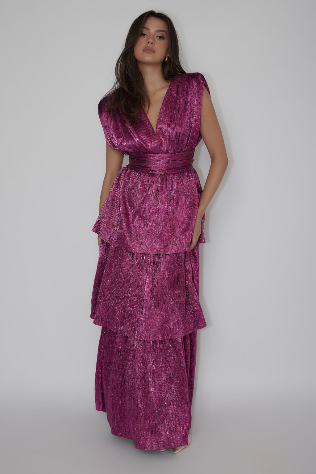 Shimmer Layered Maxi Dress Magenta Haze by Selfie Leslie Australia