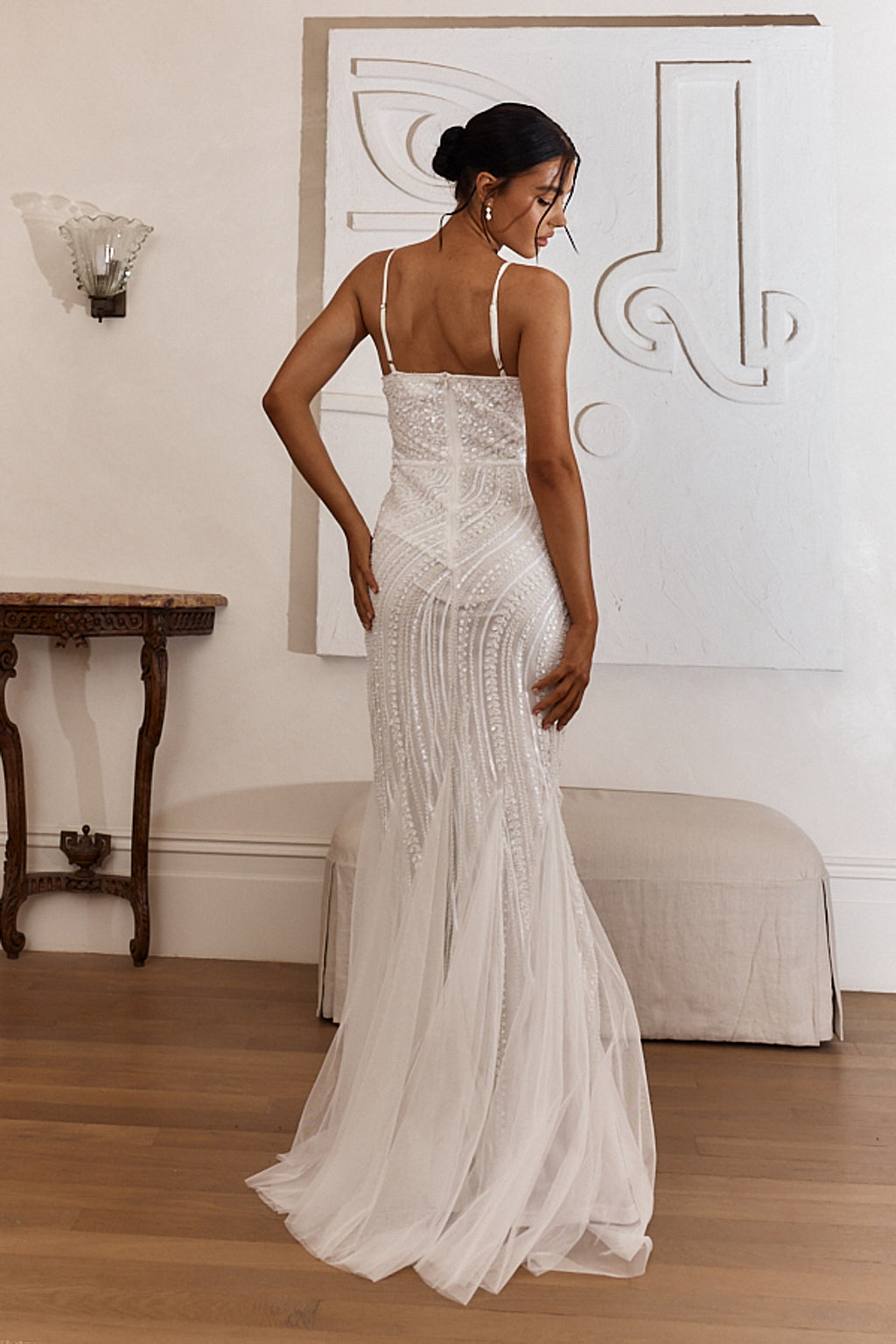 Eternal Love Sequin Godet Hem Maxi Dress White by Selfie Leslie Australia