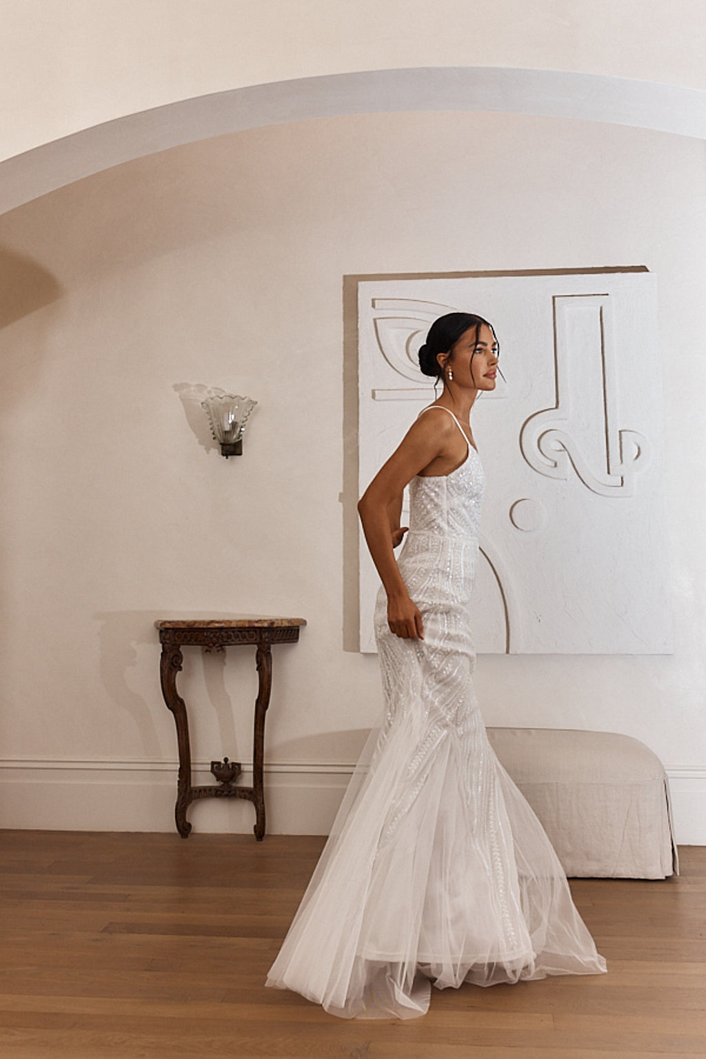 Eternal Love Sequin Godet Hem Maxi Dress White by Selfie Leslie Australia