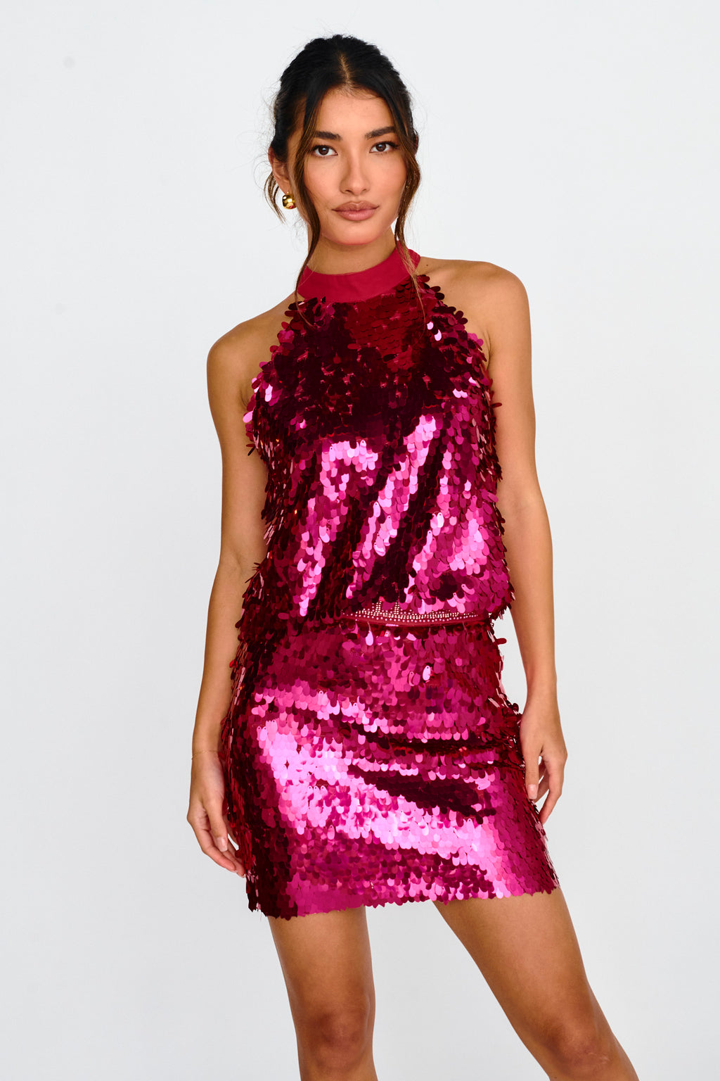 She's So LA Sequin Mini Skirt Hot Pink by Selfie Leslie Australia